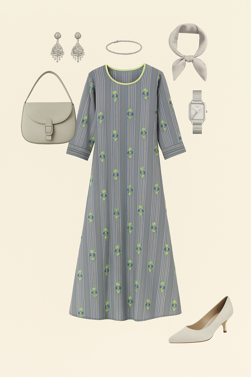 Maati Craft Soft Grey Bloom Jumpsuit with Pockets