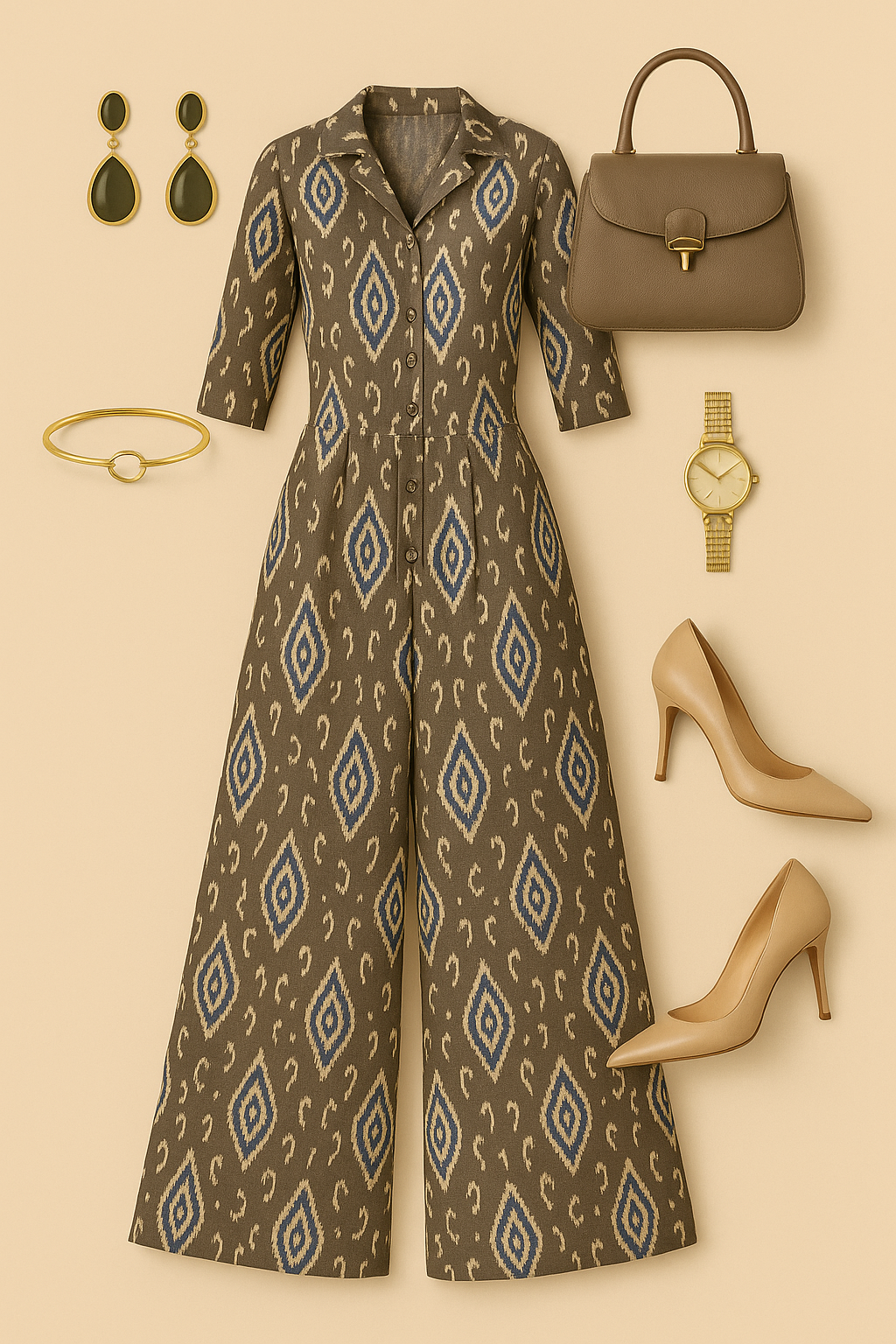 Maati Craft Twilight Dust Jumpsuit with Pockets & Collar