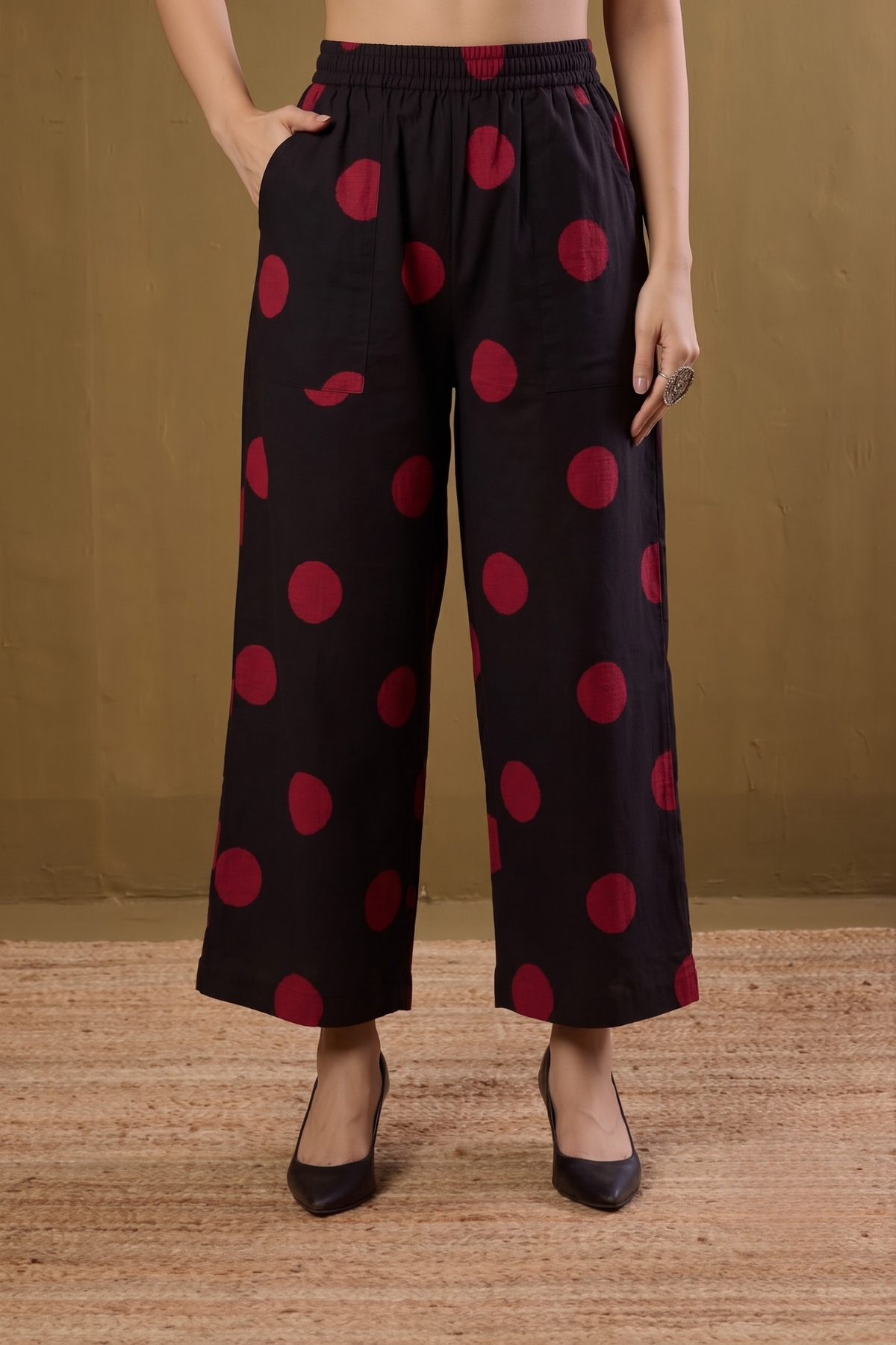 Comfort fit pants - Black with Red Polka pants Mc