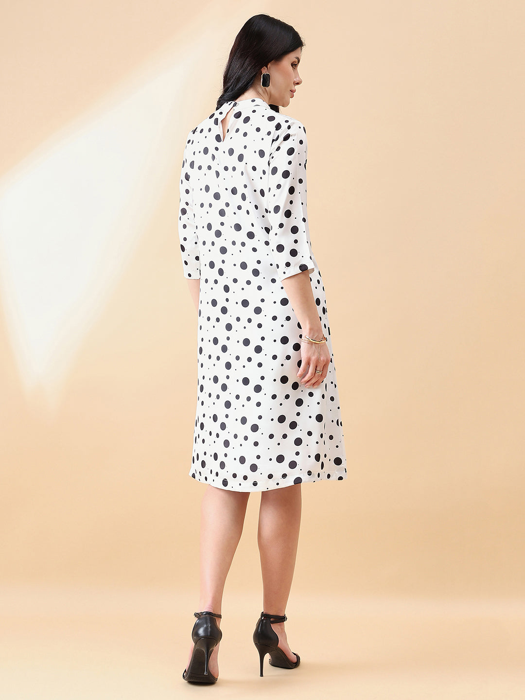 PowerSutra Polka Dot A-Line Dress - Black & White