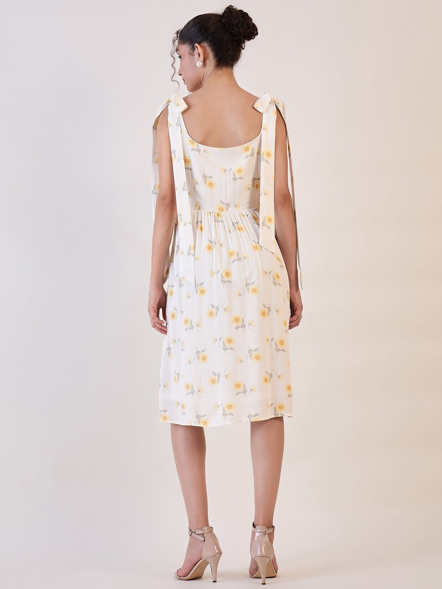 PowerSutra White Floral Skater Dress