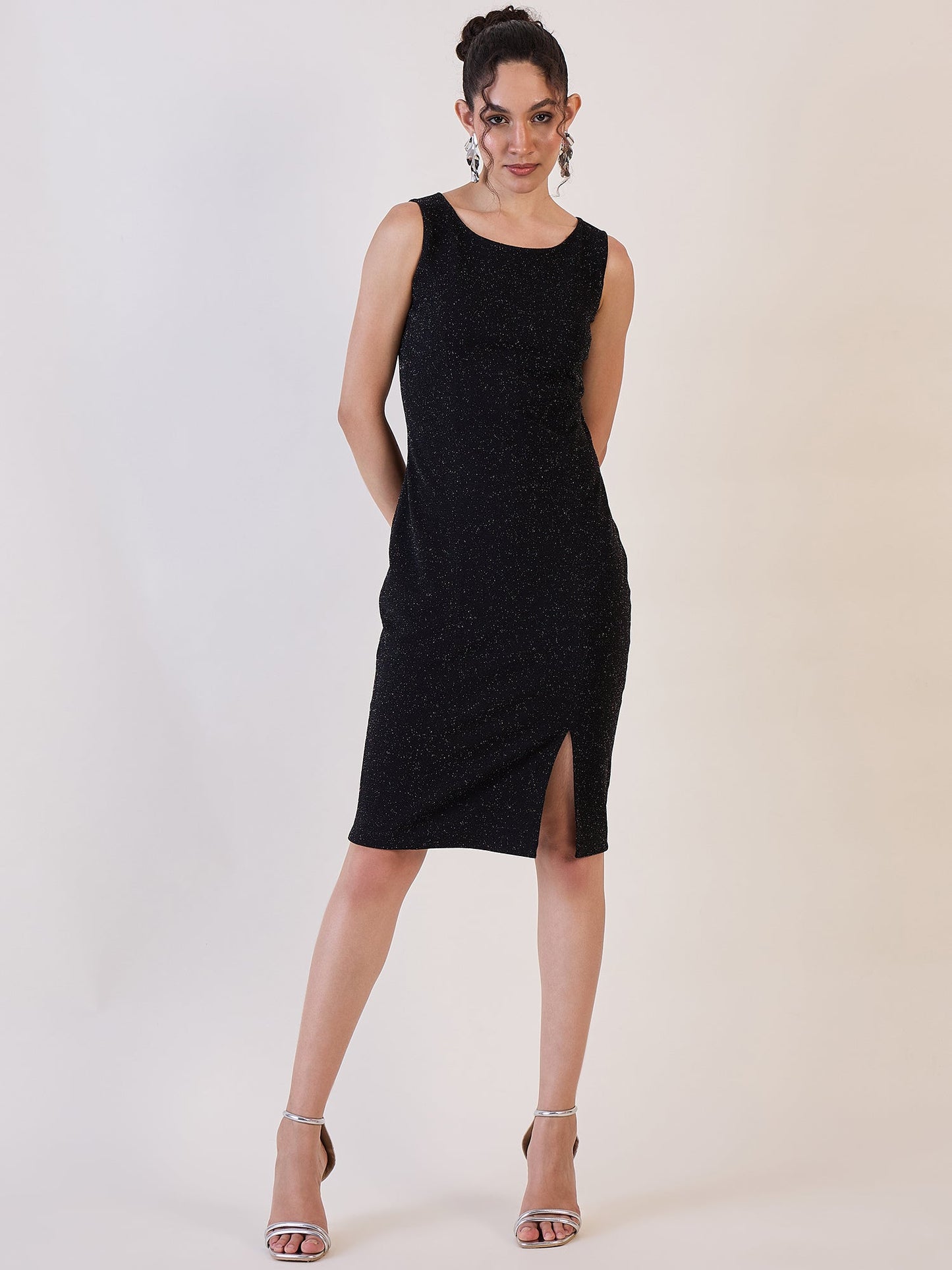 PowerSutra Black Shimmer Sheath Dress
