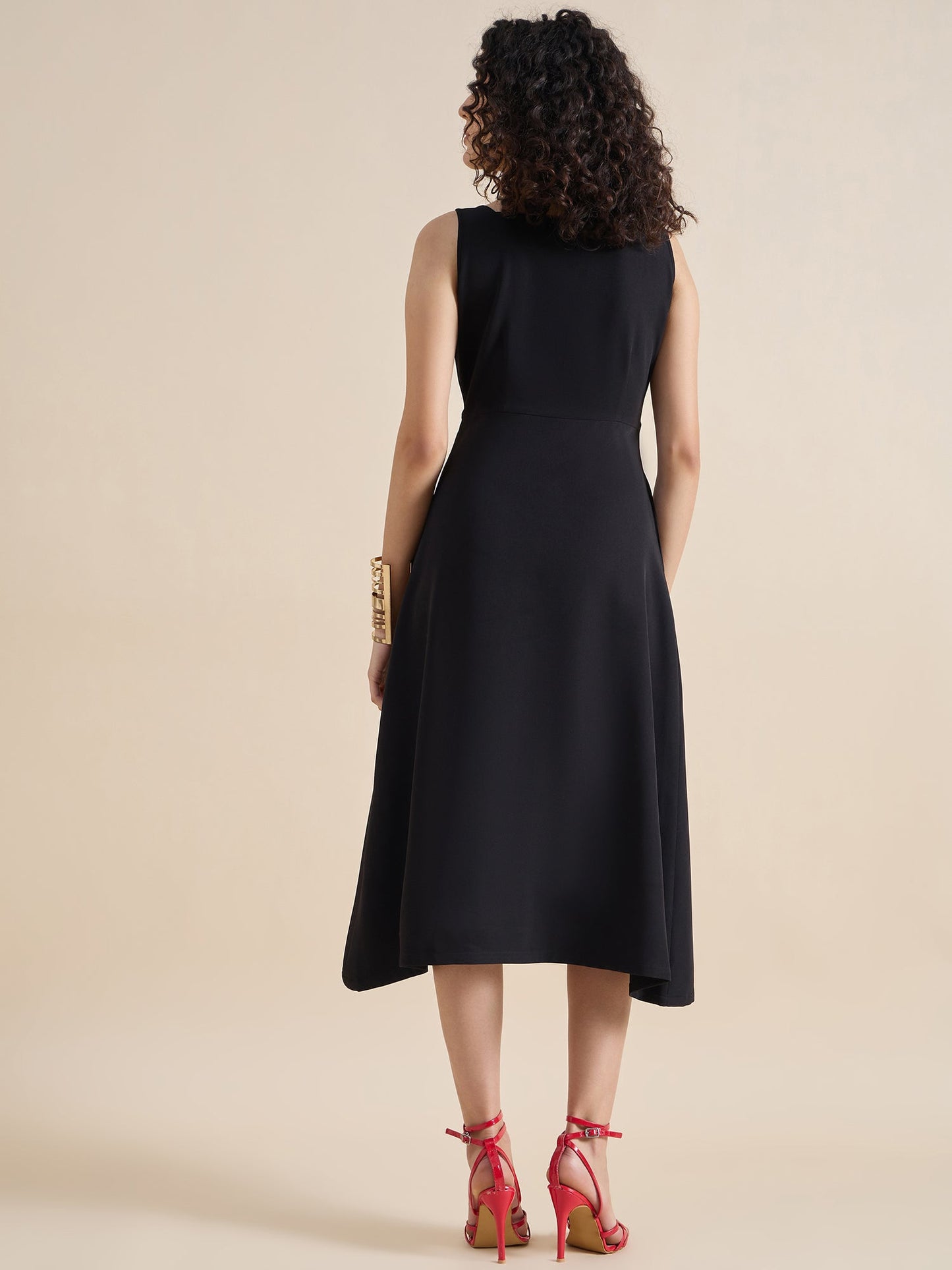 PowerSutra Classic square-neck sleeveless fit & flare midi dress In Stretch Fabric