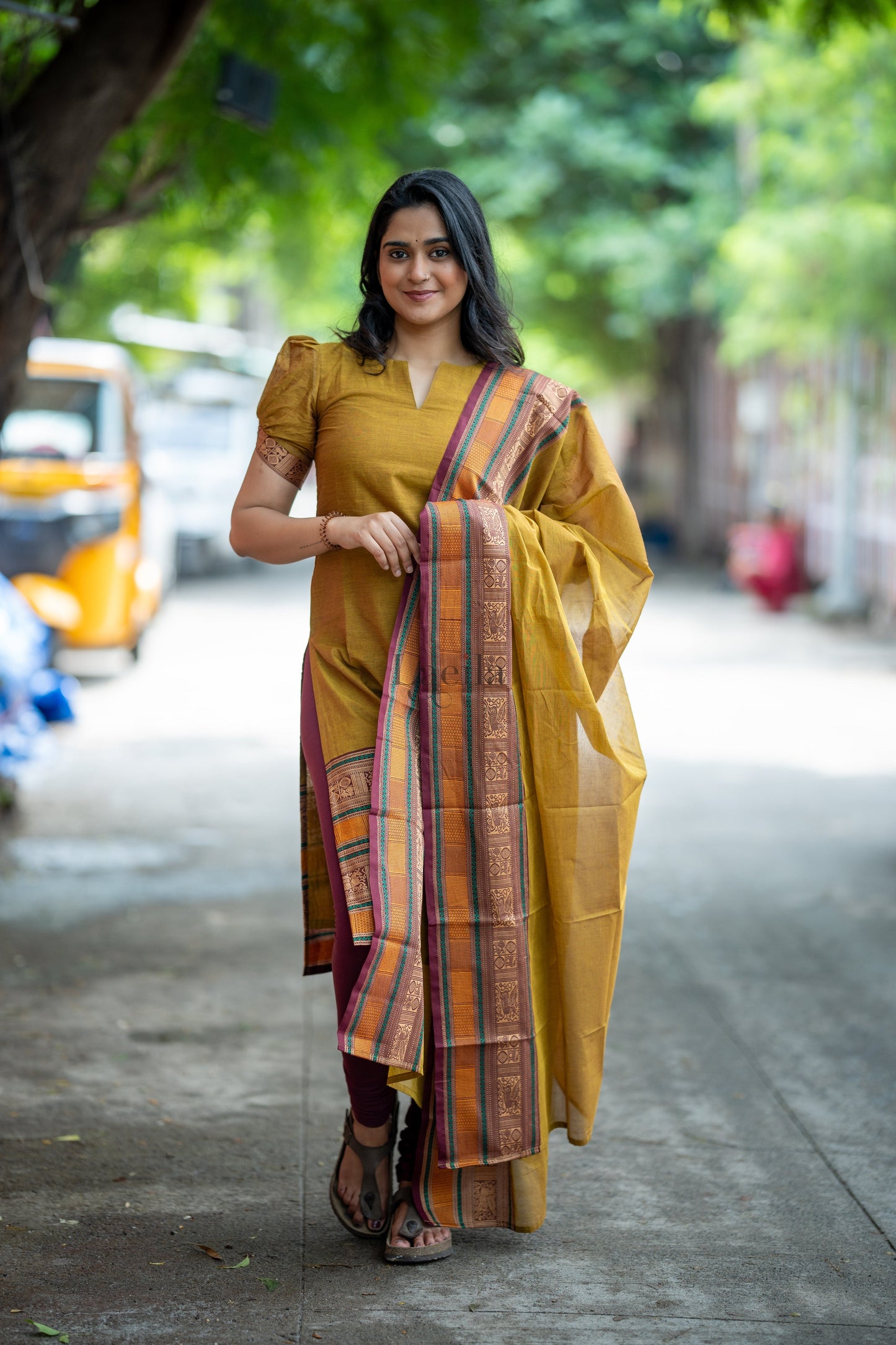 Studio Meenakshi - Pure honey kanchi cotton top and duppata