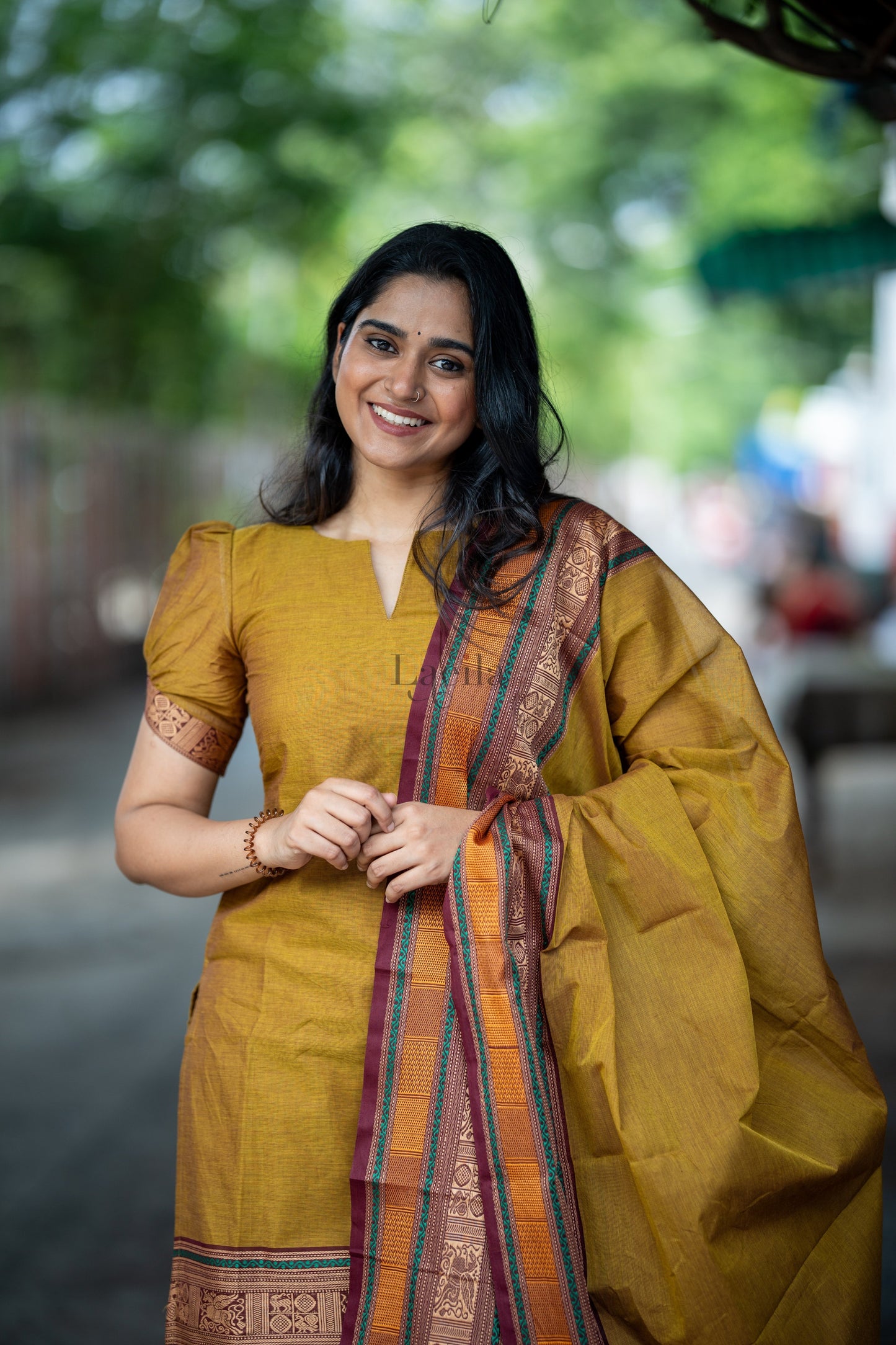 Studio Meenakshi - Pure honey kanchi cotton top and duppata