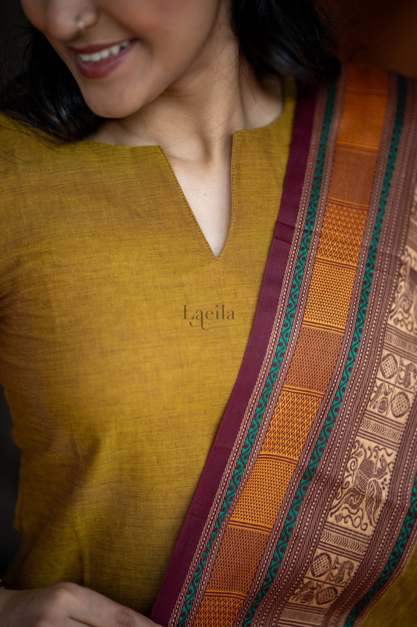 Studio Meenakshi - Pure honey kanchi cotton top and duppata