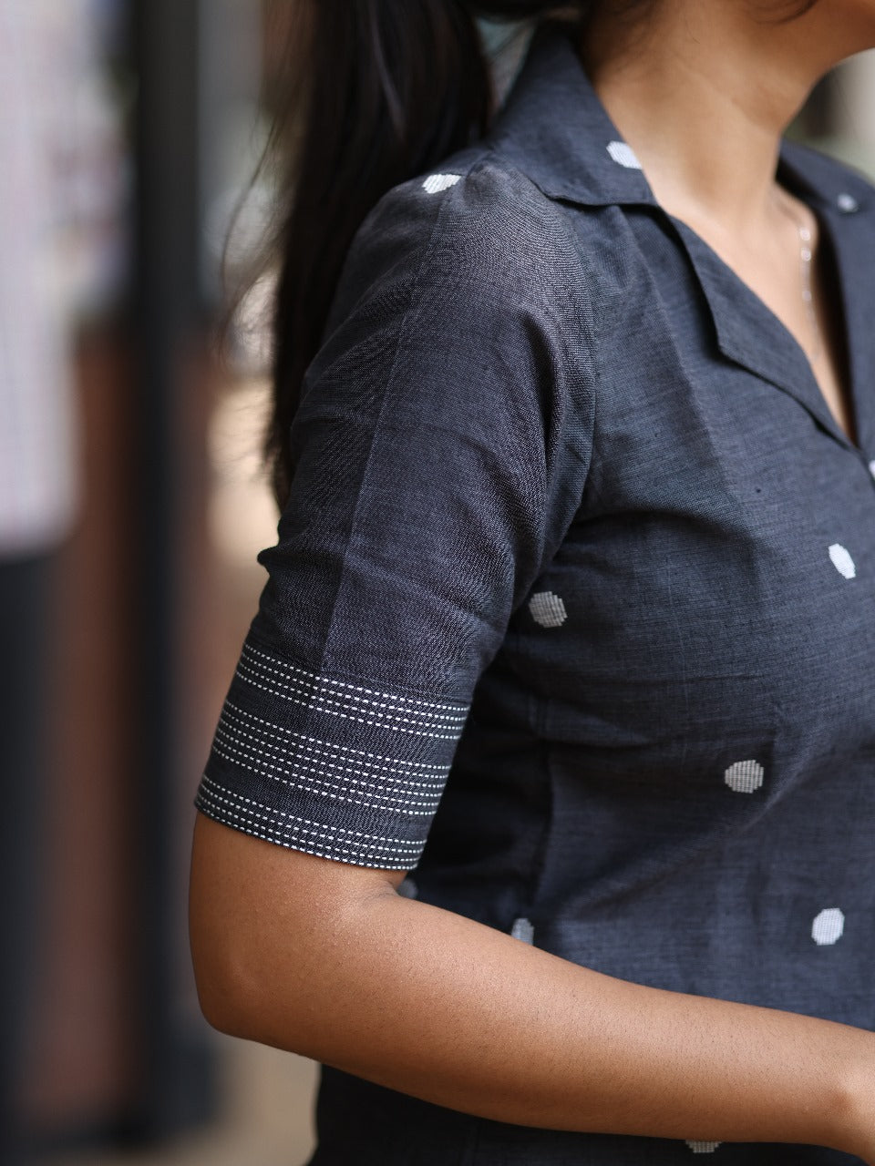 Studio Dark blue denim blue cotton top