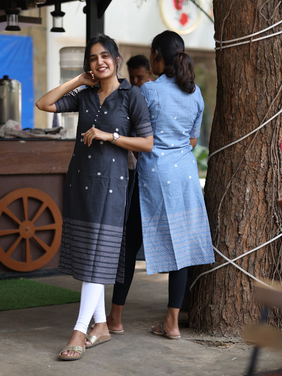 Studio Dark blue denim blue cotton top