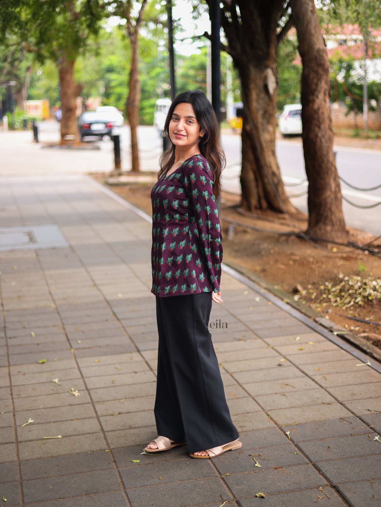 Studio Purple Crepe Satin Top