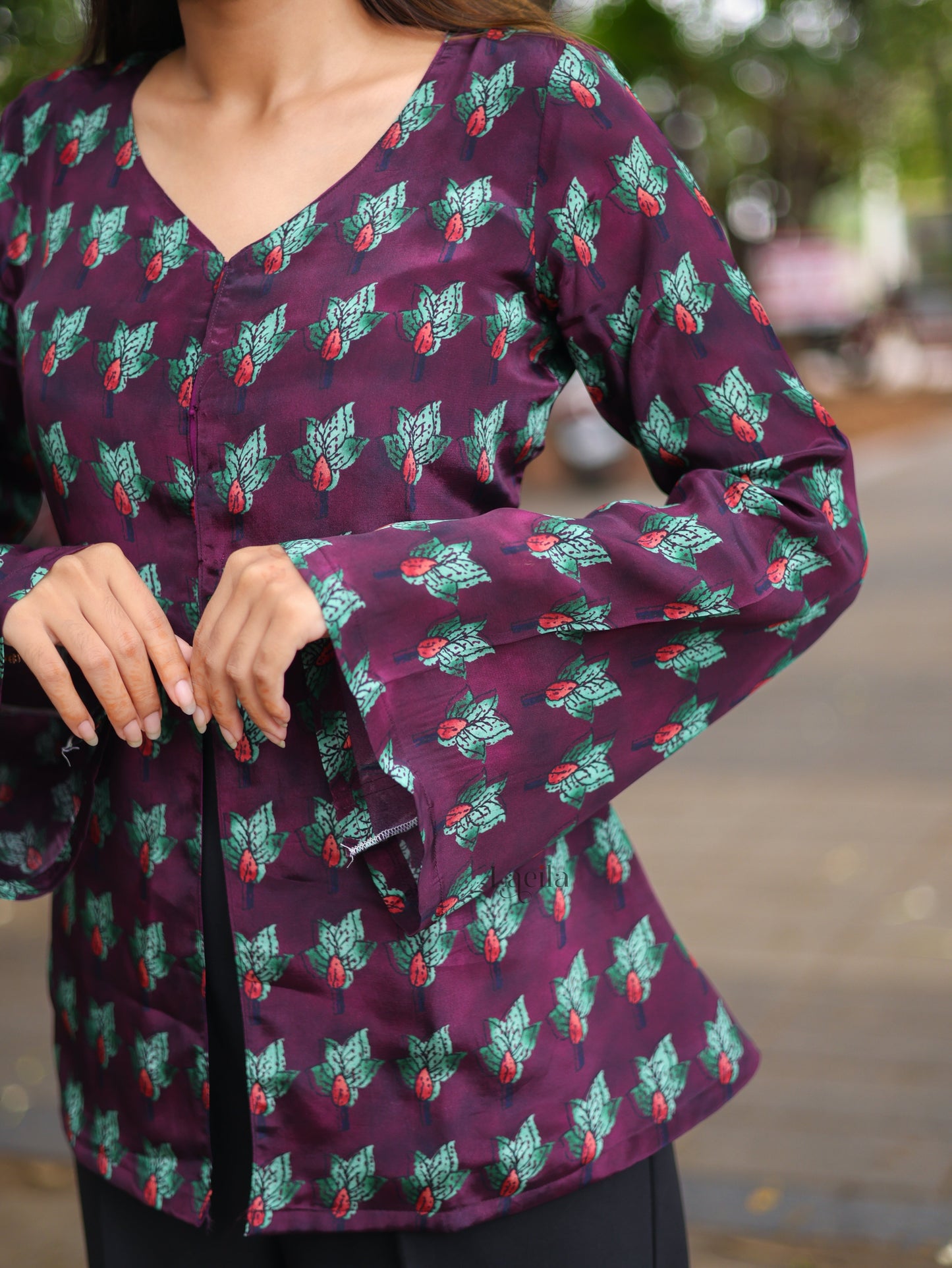 Studio Purple Crepe Satin Top