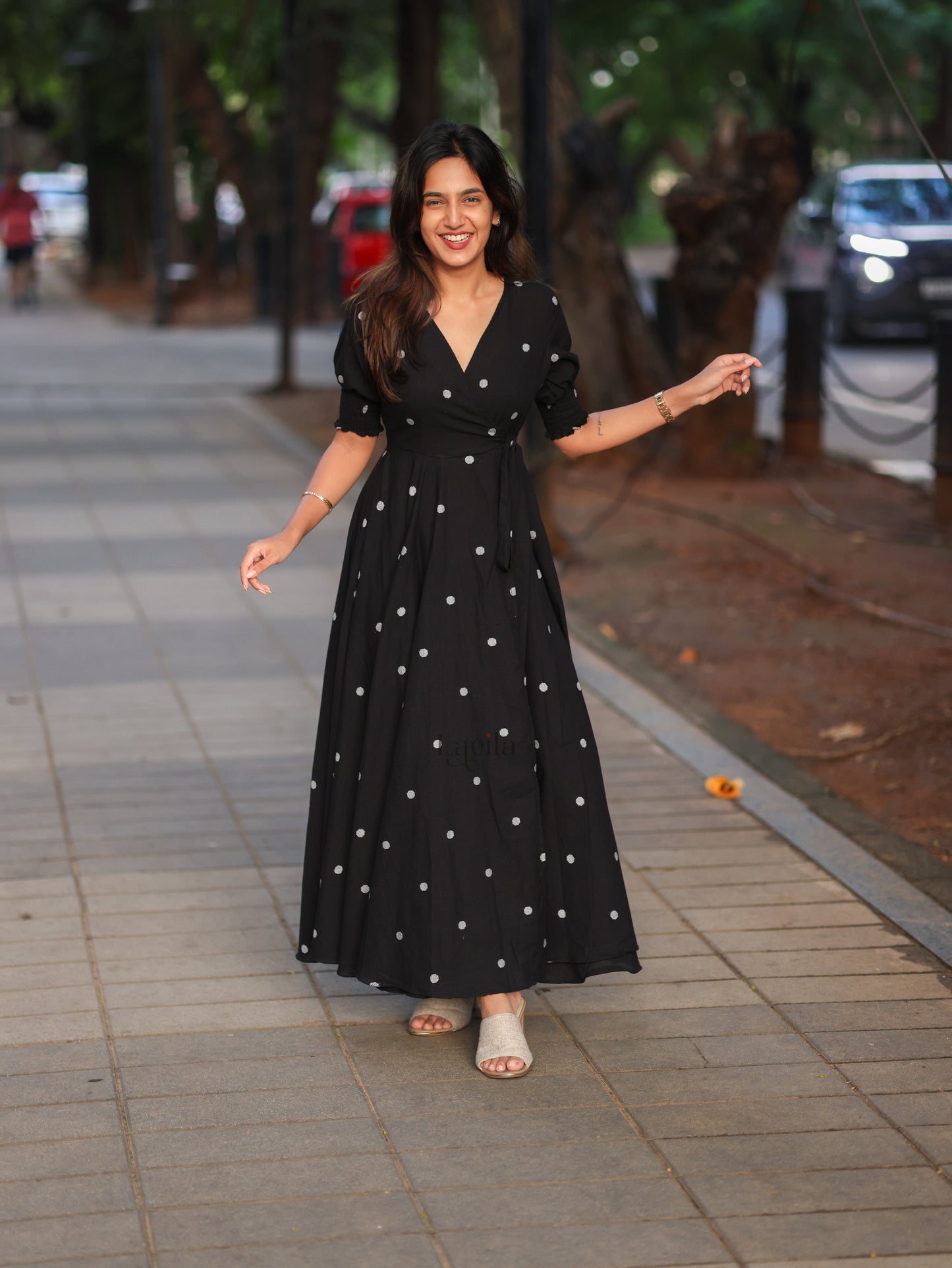 Studio Black Polka dots Cotton warp dress