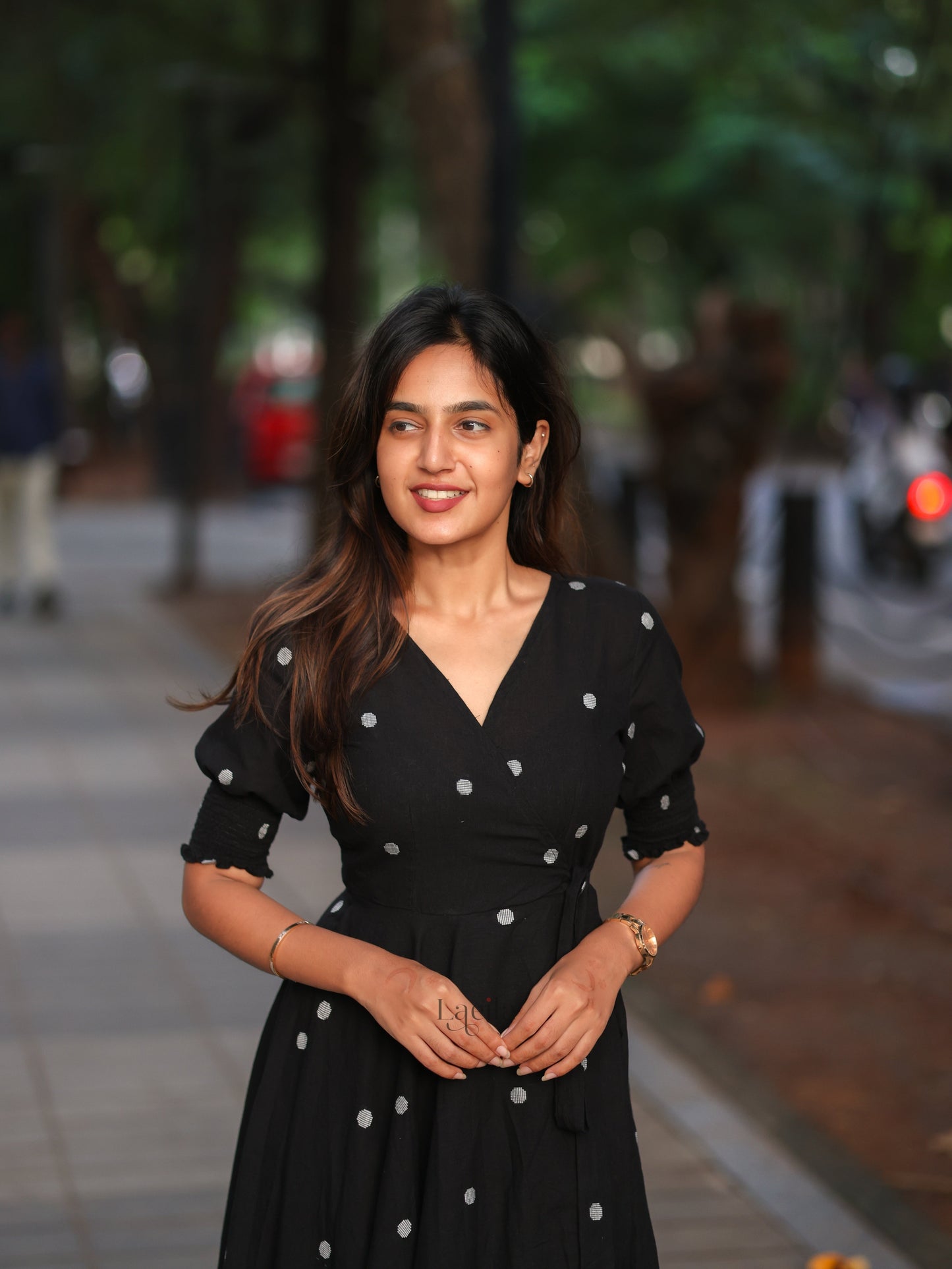 Studio Black Polka dots Cotton warp dress