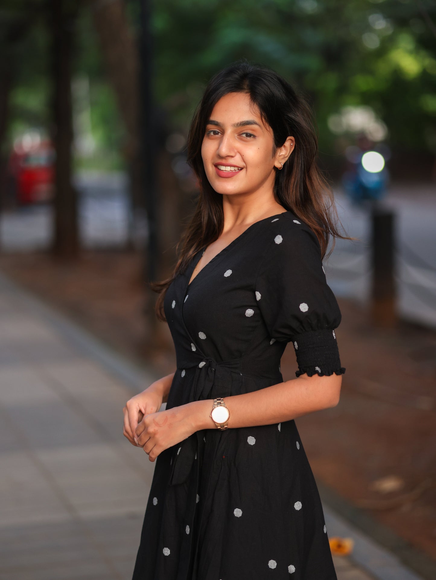 Studio Black Polka dots Cotton warp dress