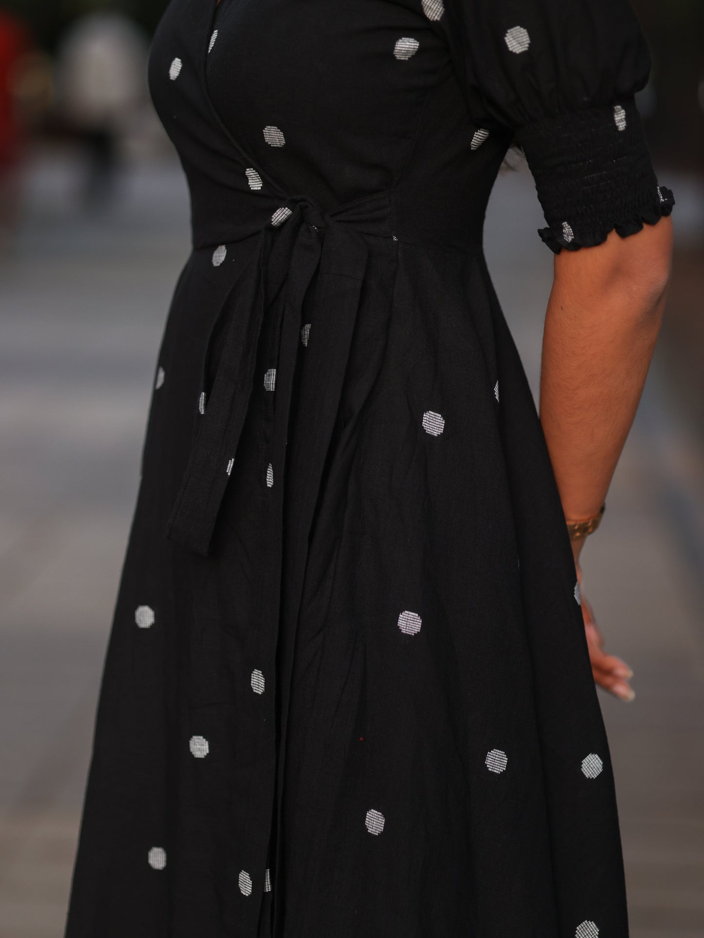 Studio Black Polka dots Cotton warp dress