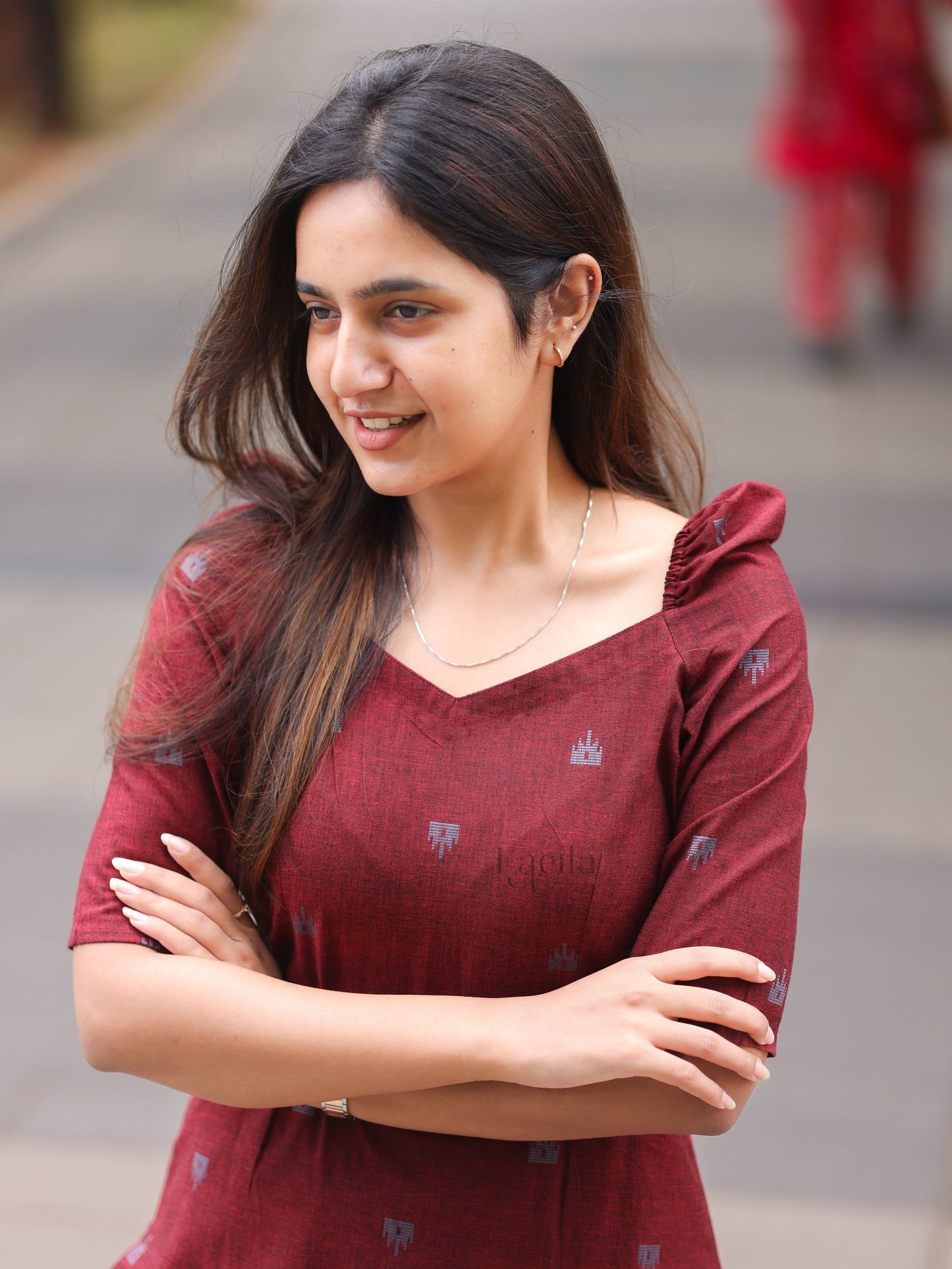 Studio Maroon cotton Top & Bottom Set