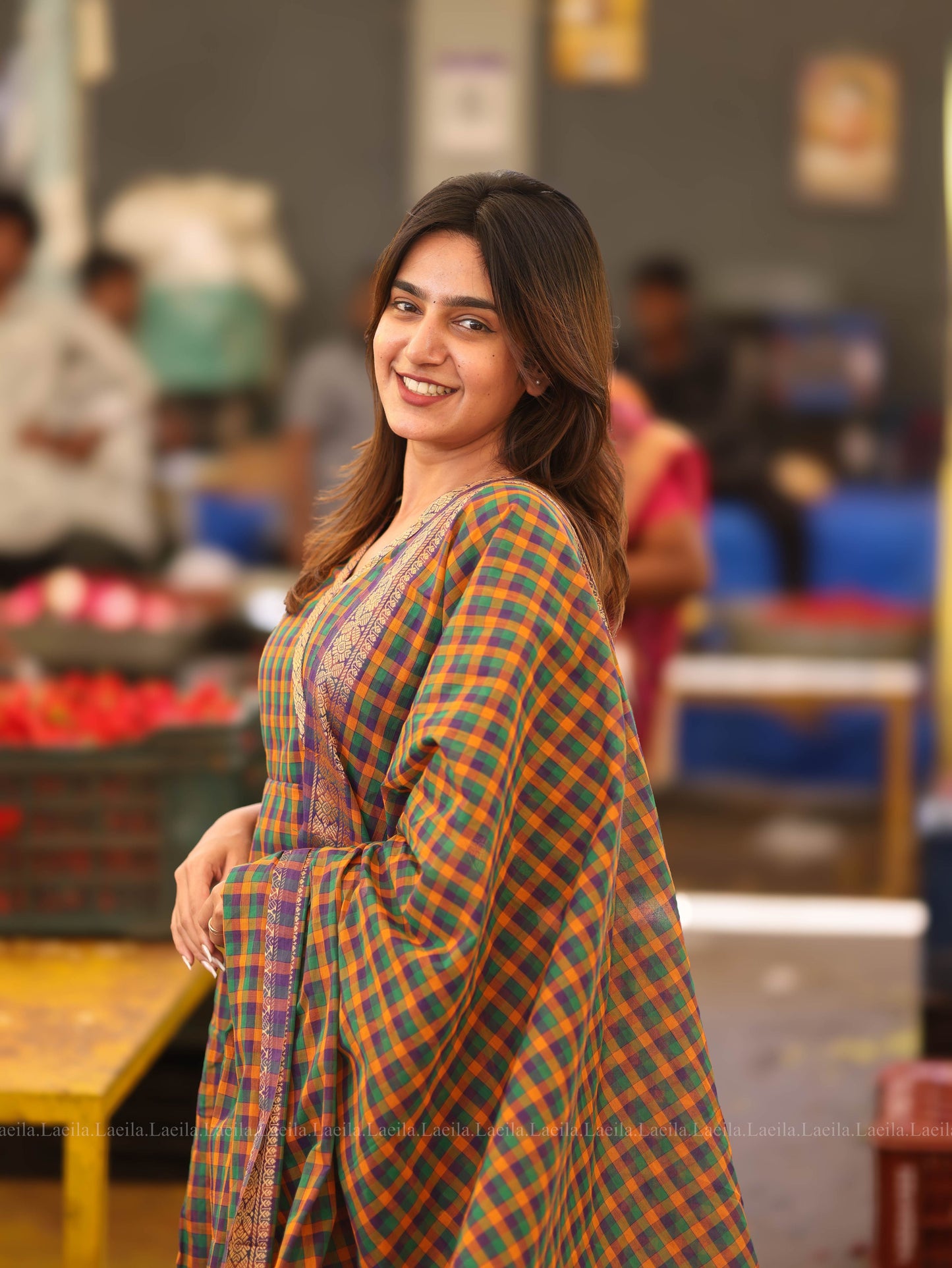 Studio Madras Chequered Anarkali Two Piece Set