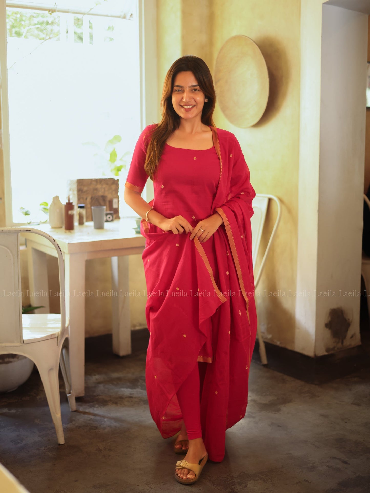 Studio Pink Malar Narayanpet Top & Dupatta
