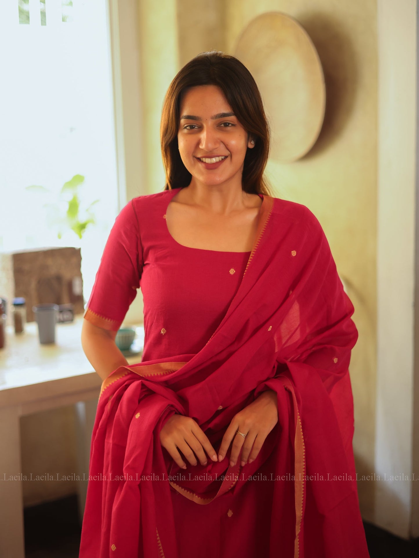 Studio Pink Malar Narayanpet Top & Dupatta