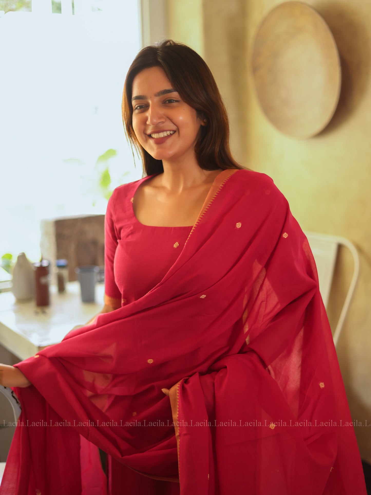 Studio Pink Malar Narayanpet Top & Dupatta