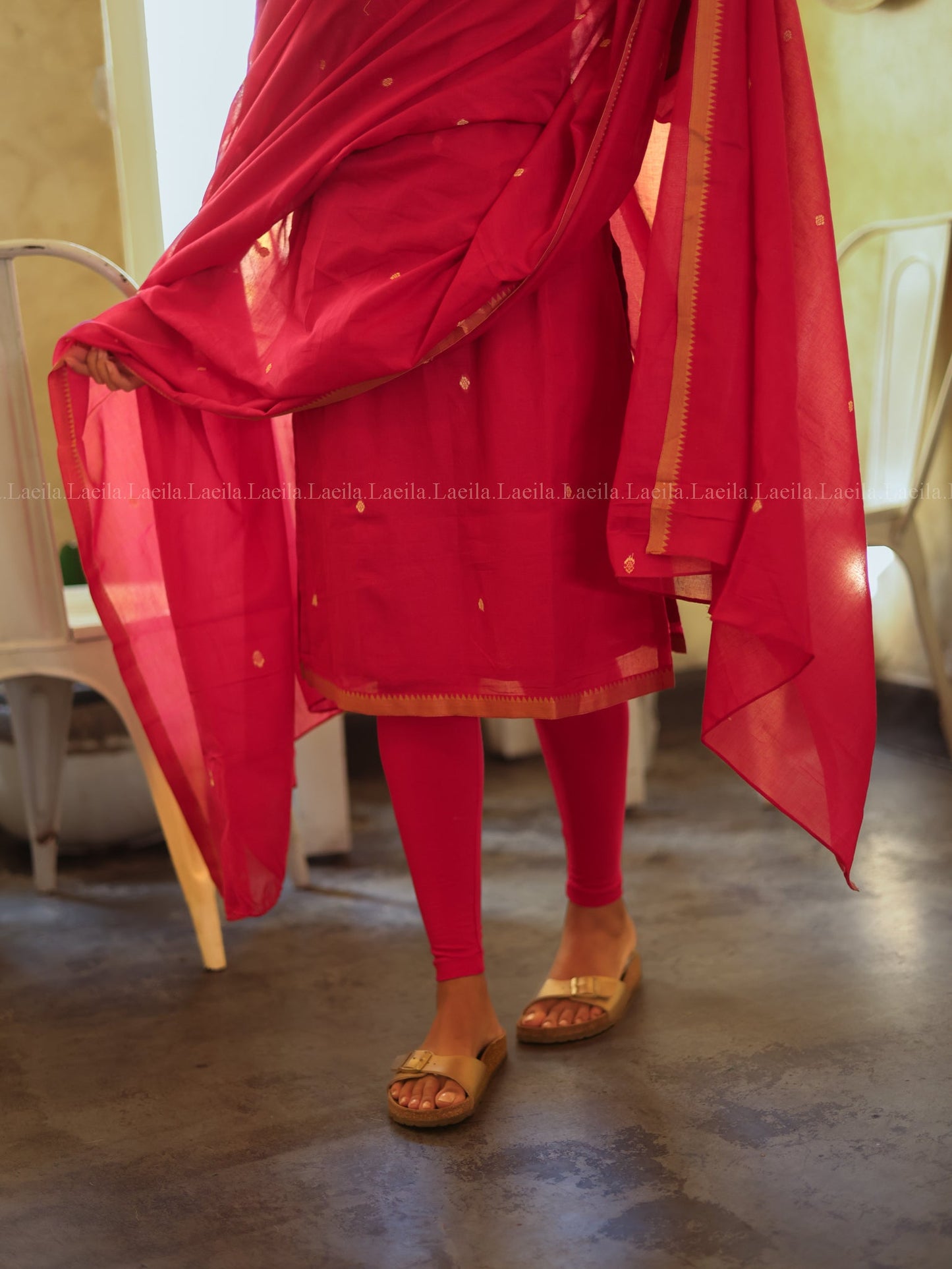 Studio Pink Malar Narayanpet Top & Dupatta