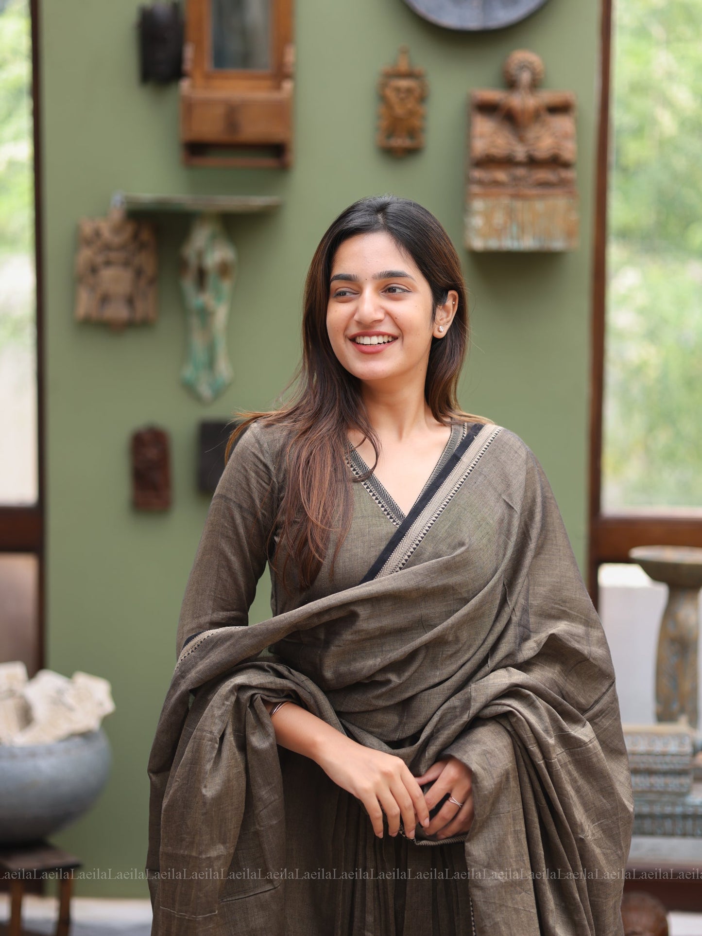 Studio Antique Olive Malar Narayanpet Salwar Set