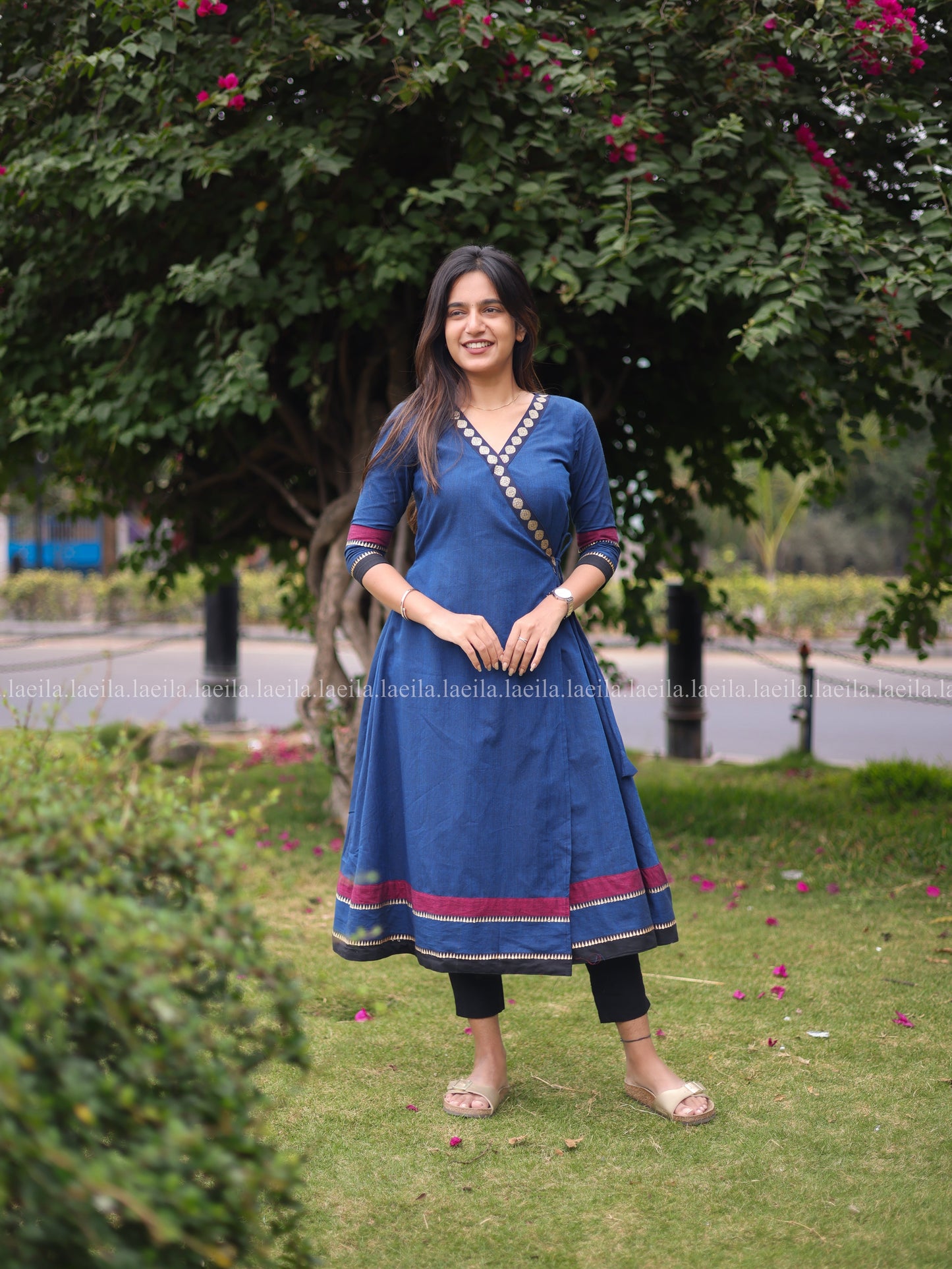 Studio Blue Cotton Side Tie Meenakshi Kanchi top