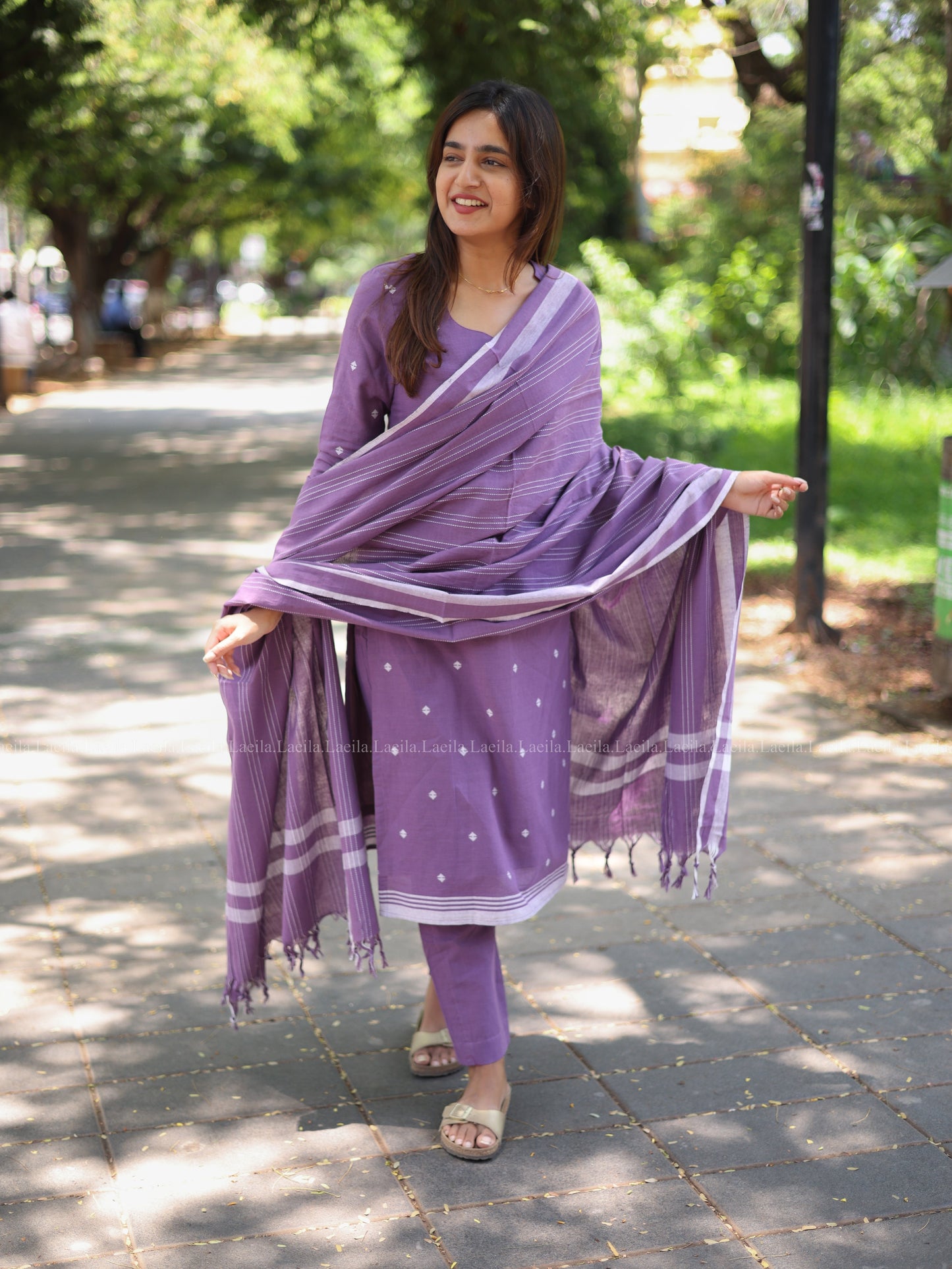 Studio Dark lavender cotton kadhambari set