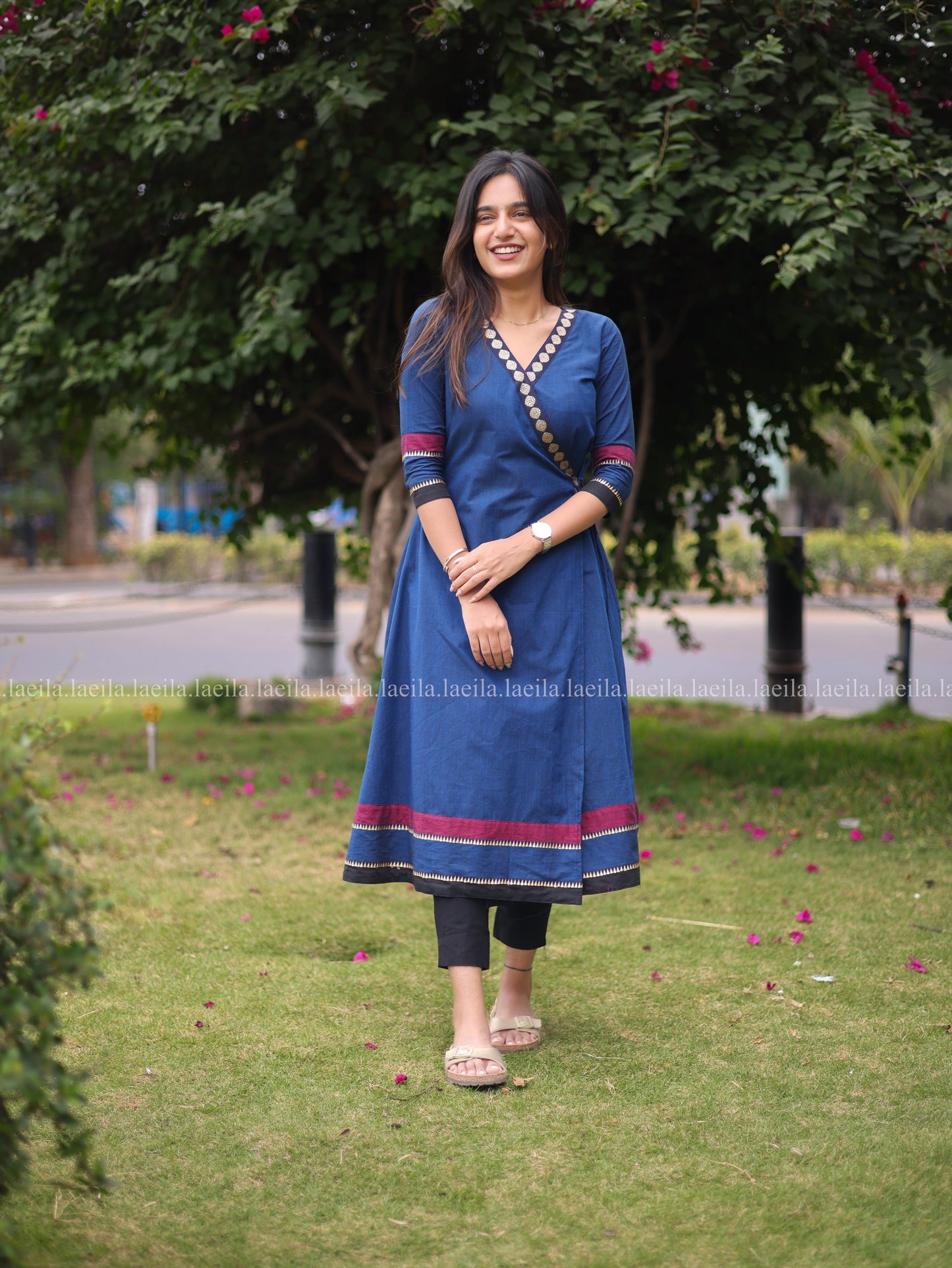 Studio Blue Cotton Side Tie Meenakshi Kanchi top