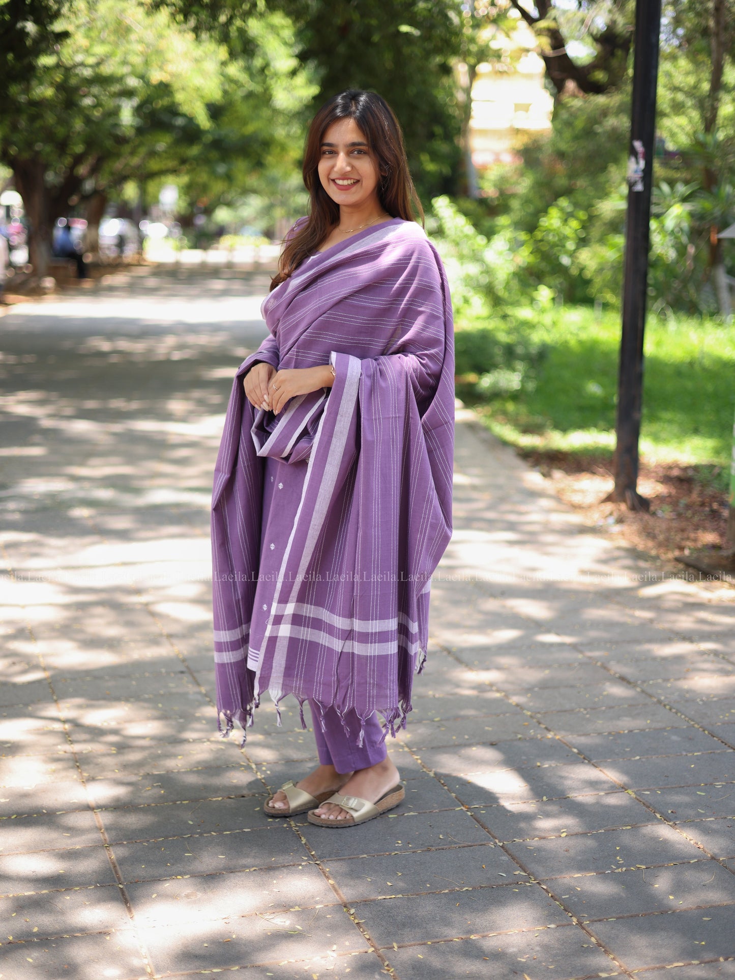 Studio Dark lavender cotton kadhambari set