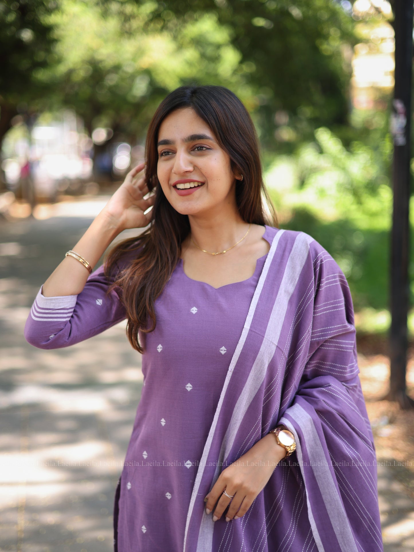 Studio Dark lavender cotton kadhambari set