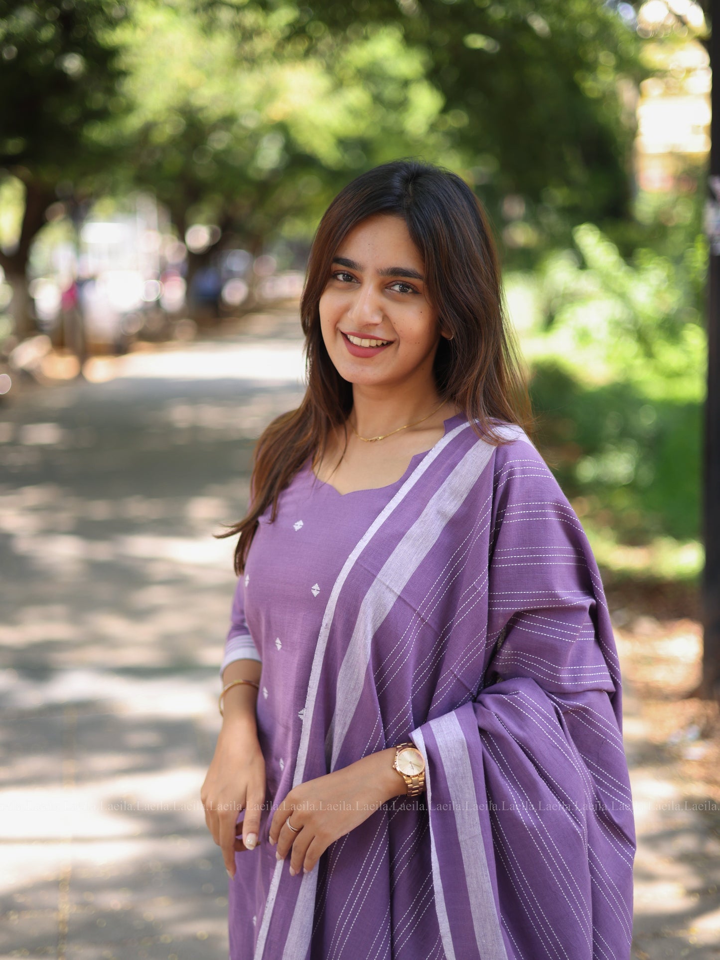 Studio Dark lavender cotton kadhambari set