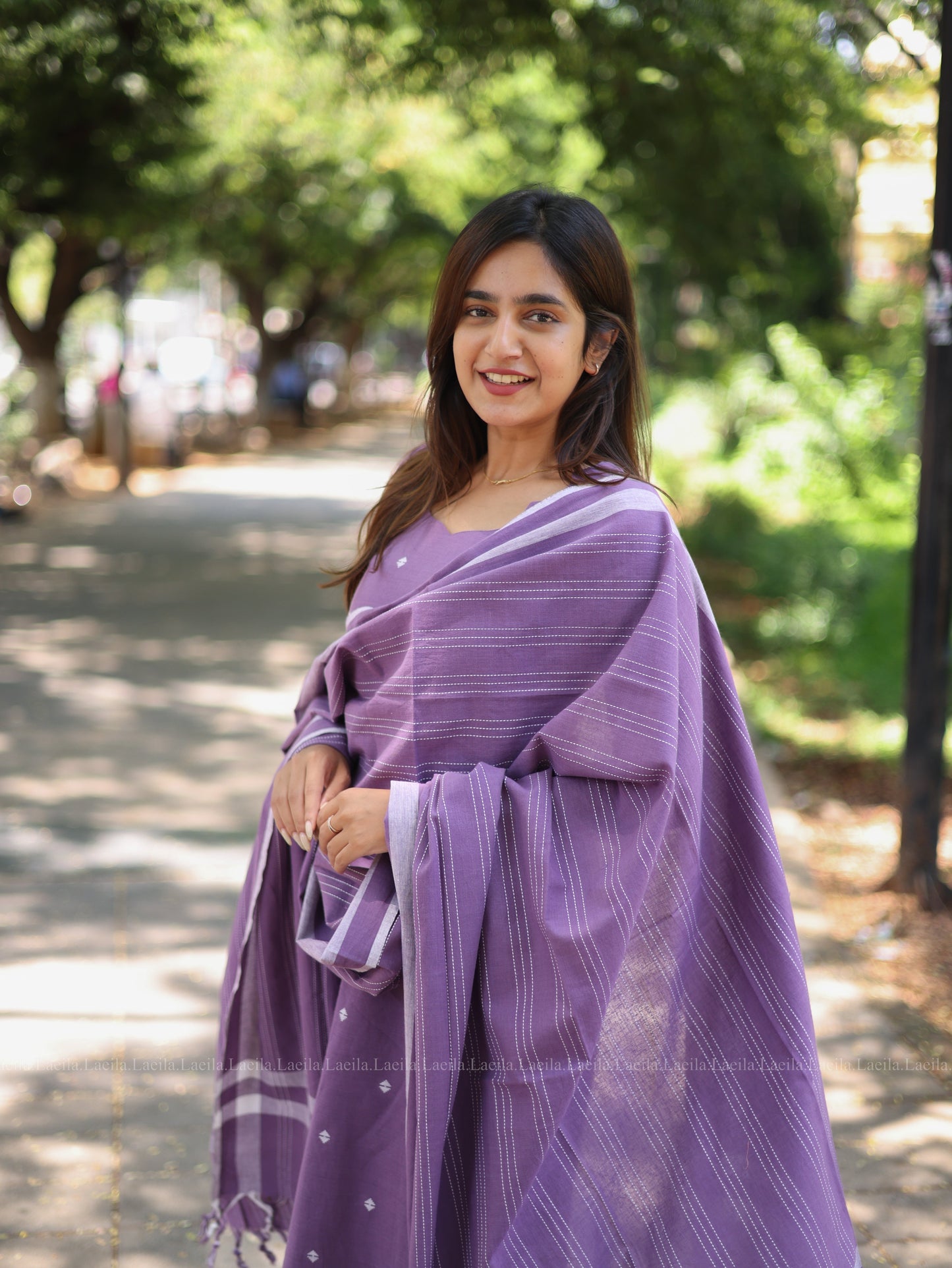 Studio Dark lavender cotton kadhambari set