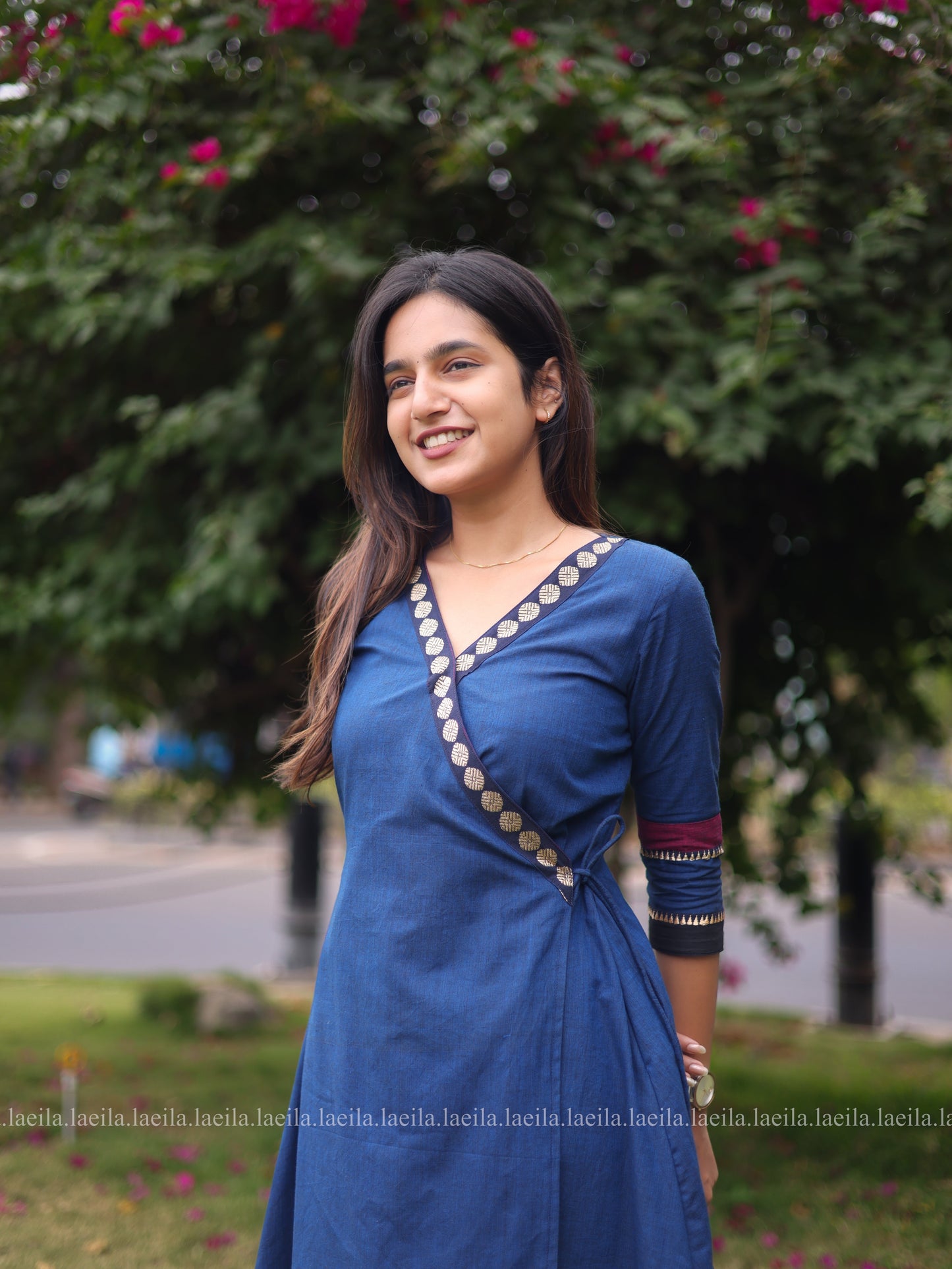 Studio Blue Cotton Side Tie Meenakshi Kanchi top