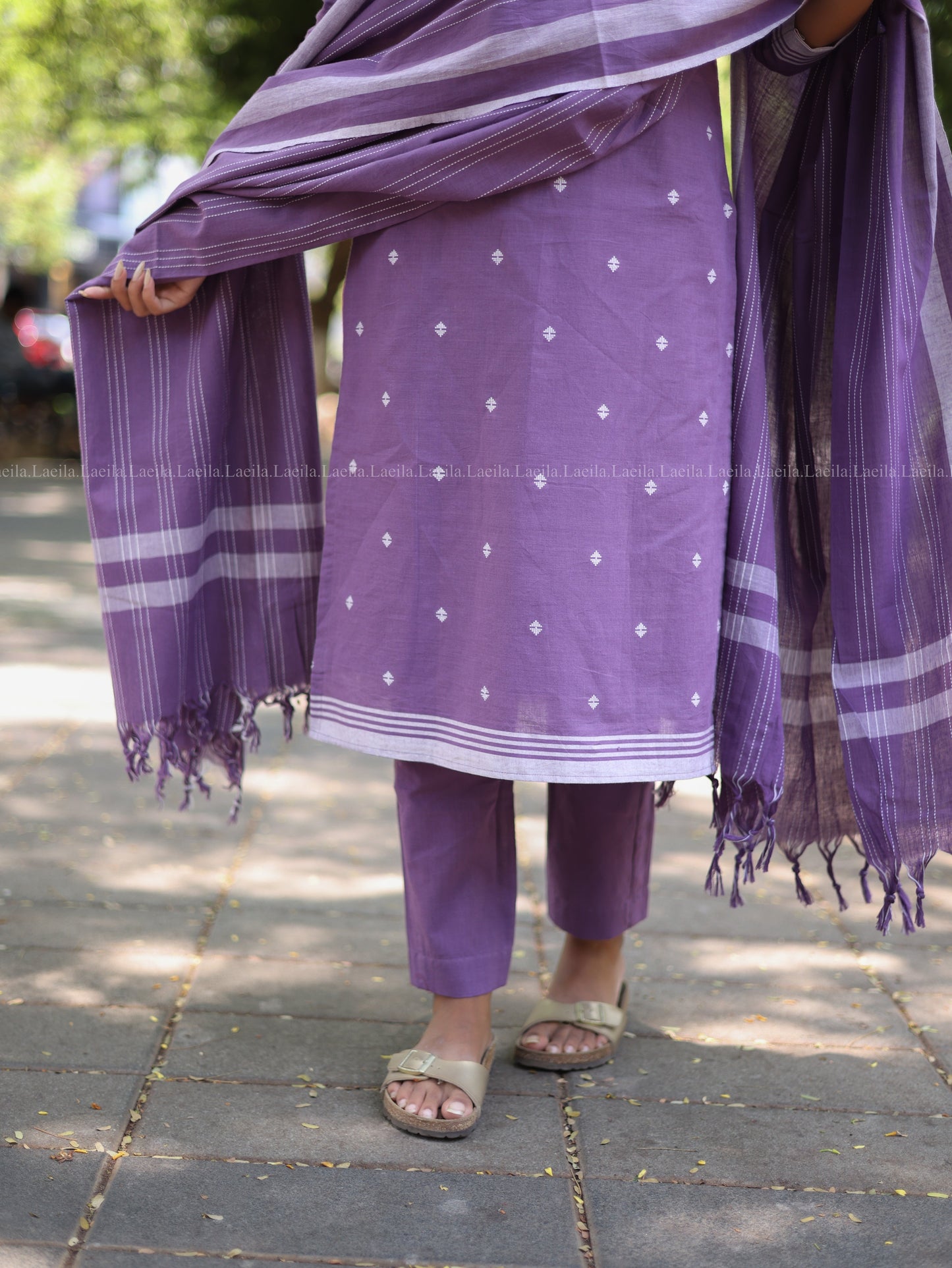 Studio Dark lavender cotton kadhambari set