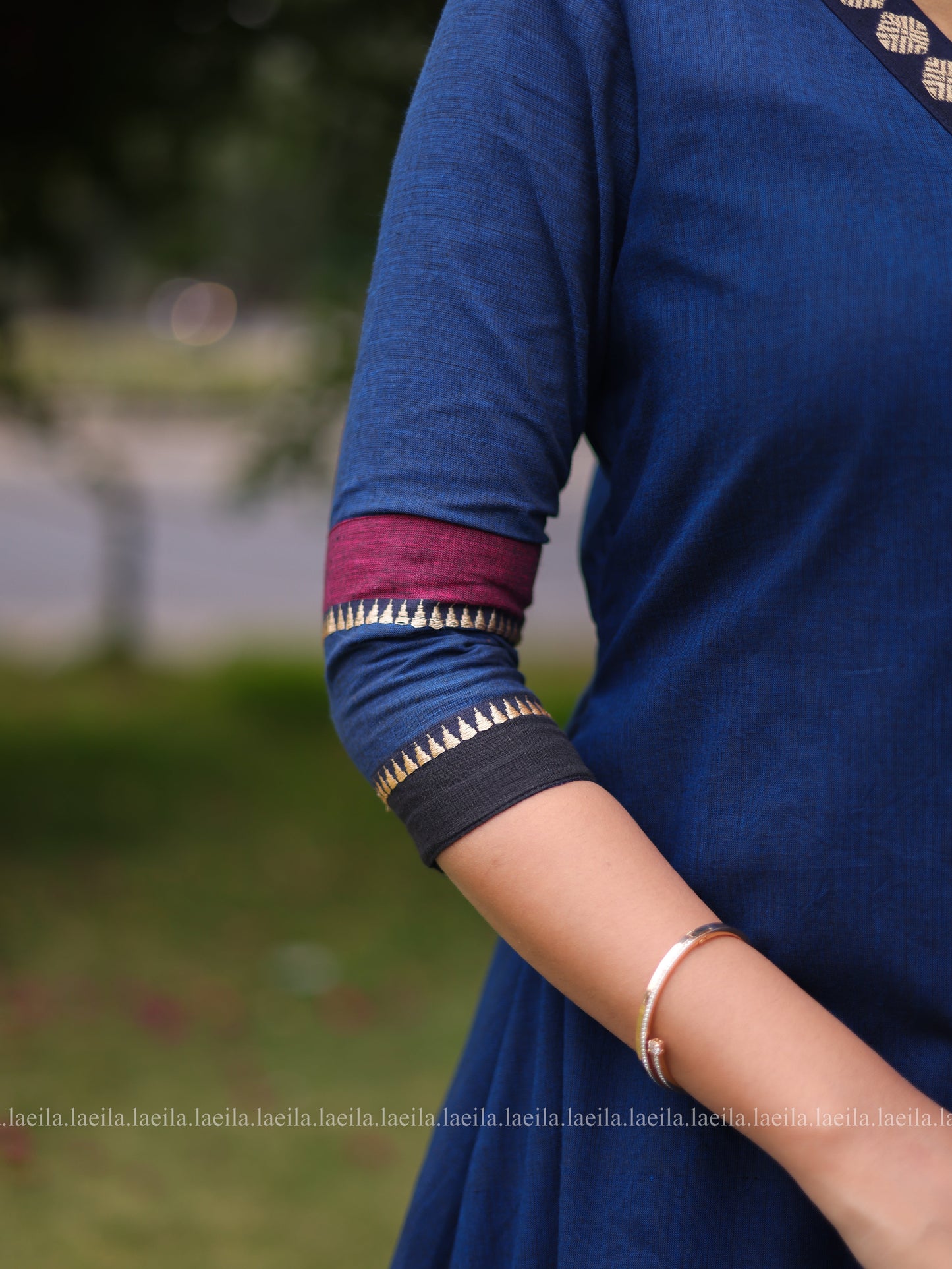 Studio Blue Cotton Side Tie Meenakshi Kanchi top