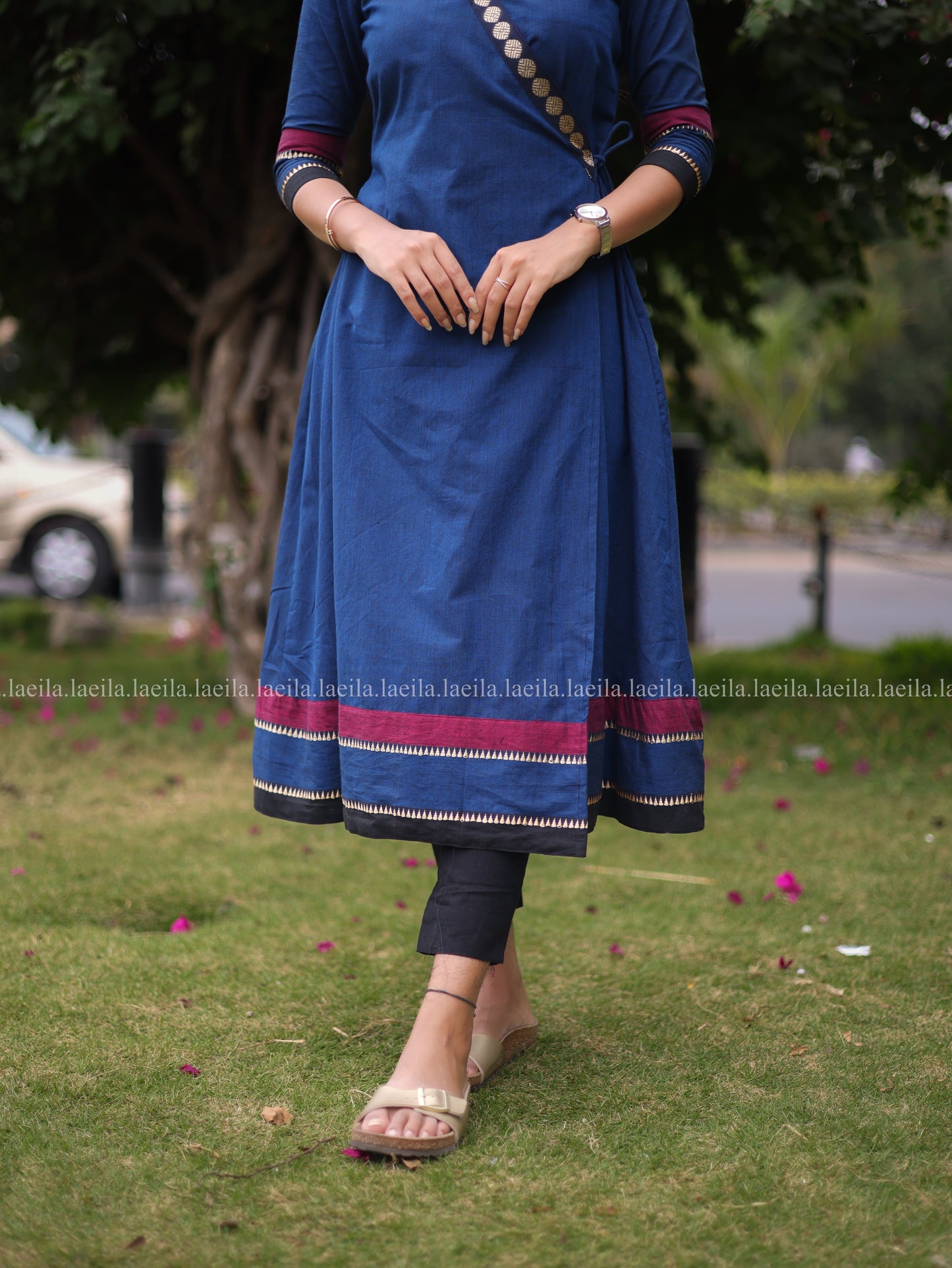 Studio Blue Cotton Side Tie Meenakshi Kanchi top