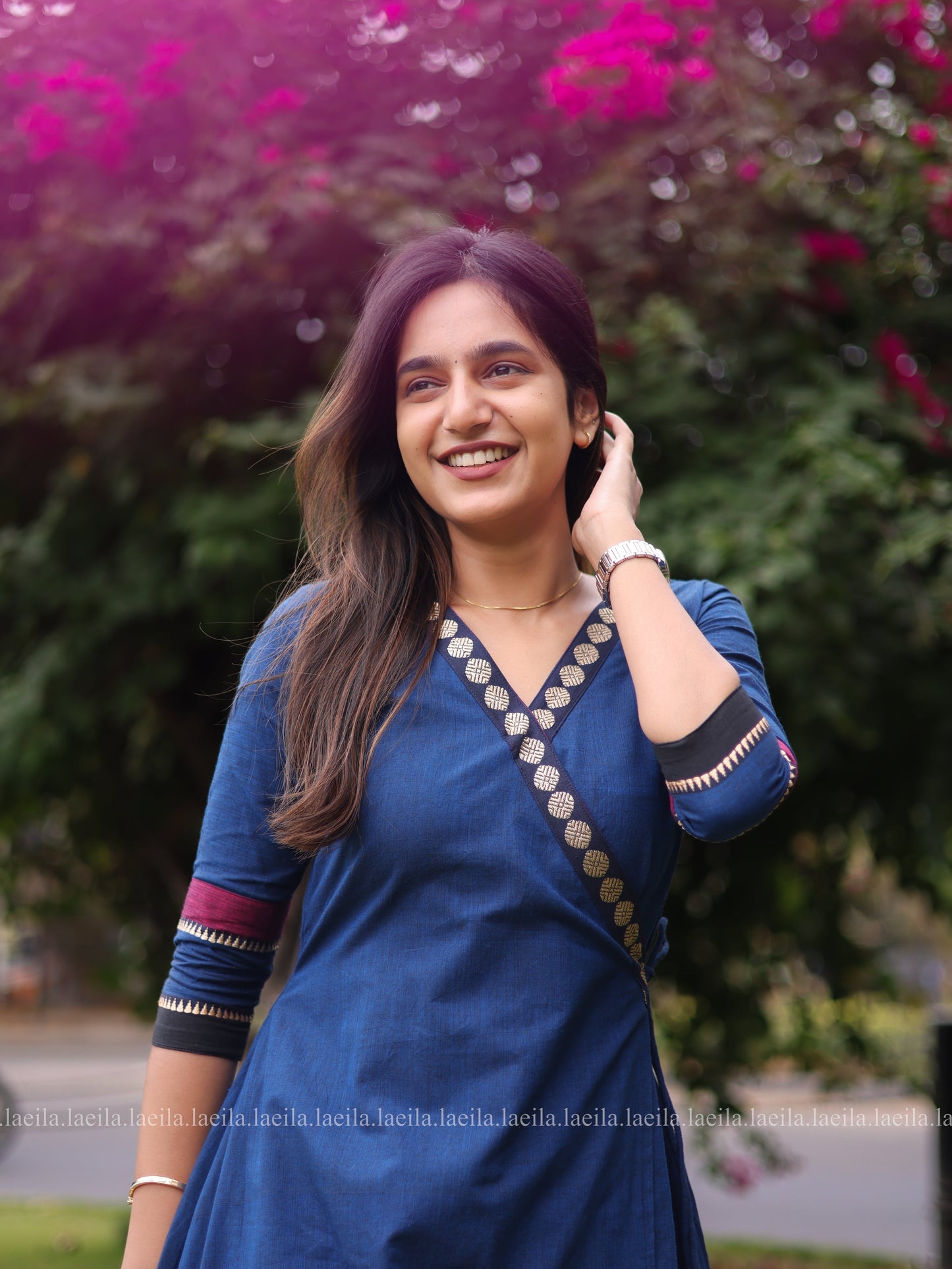 Studio Blue Cotton Side Tie Meenakshi Kanchi top