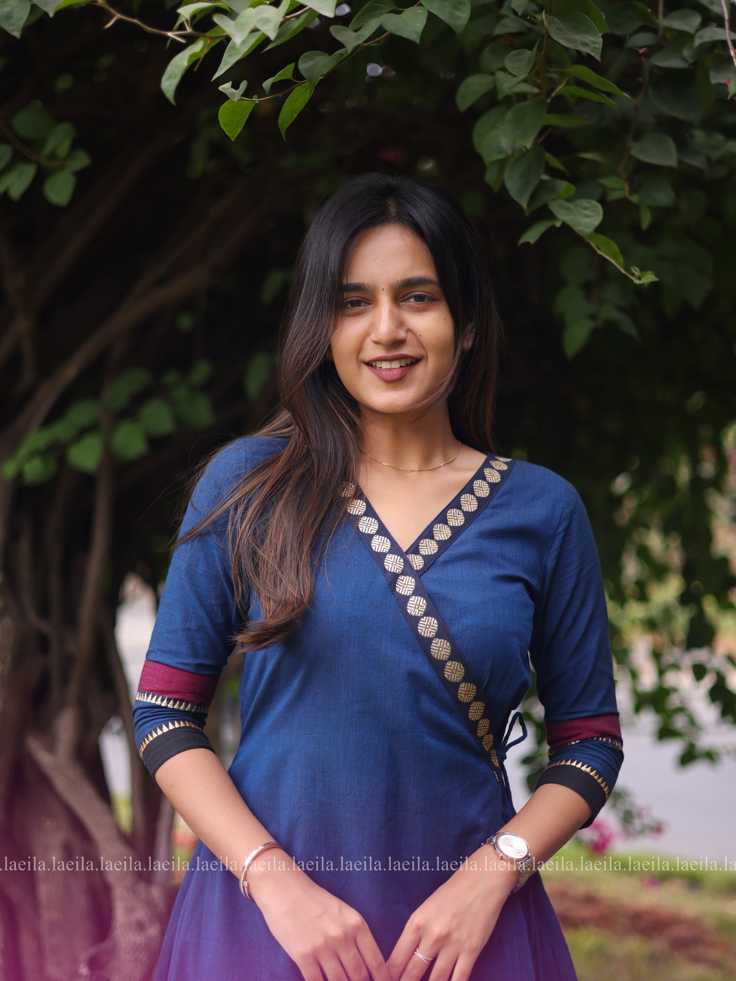 Studio Blue Cotton Side Tie Meenakshi Kanchi top