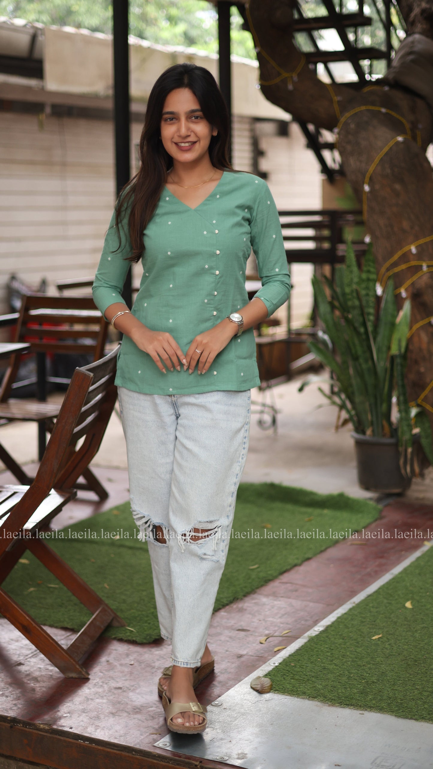 Studio Green Cotton Short Top