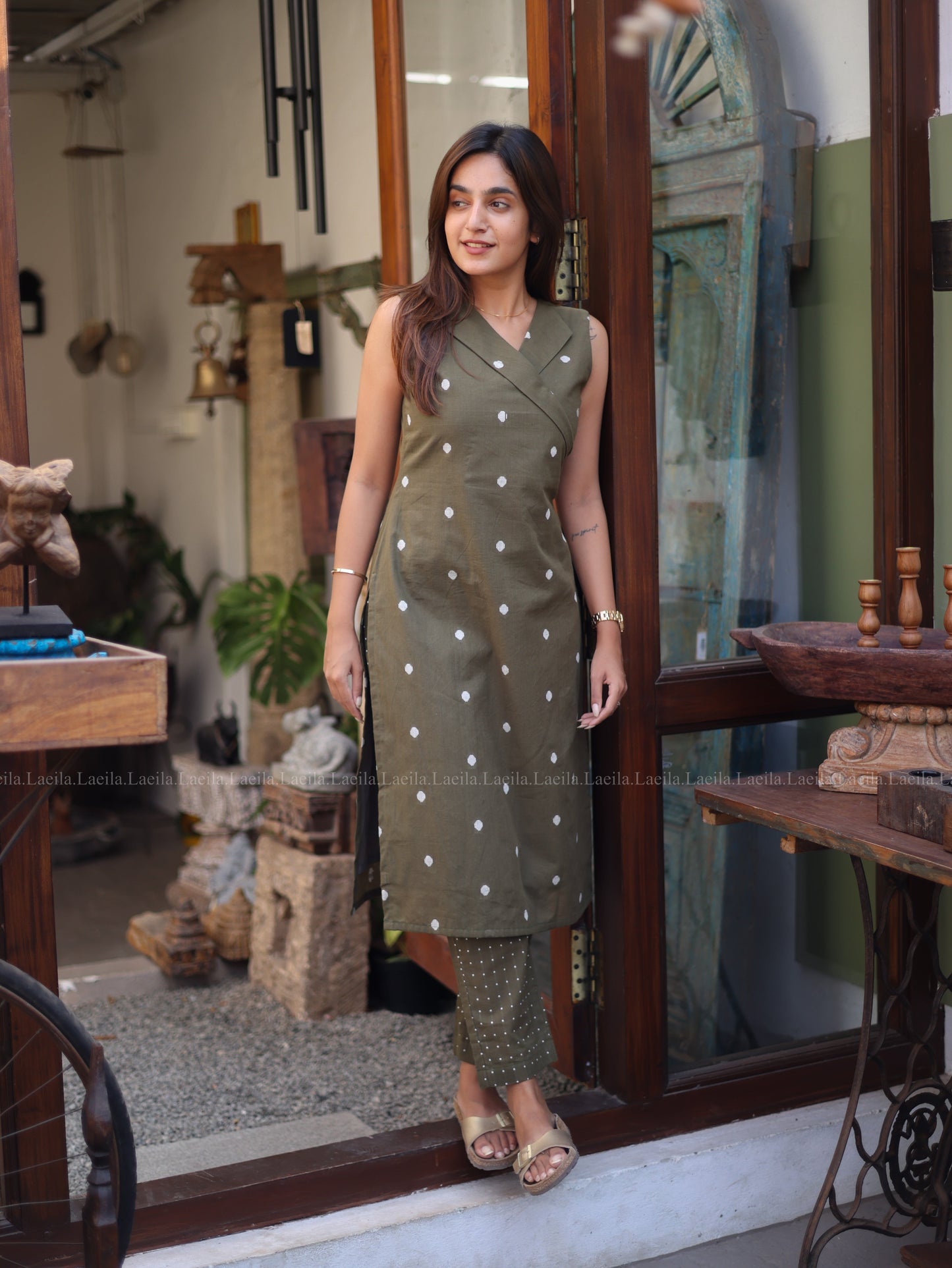 Studio Olive green Meera Cotton Set