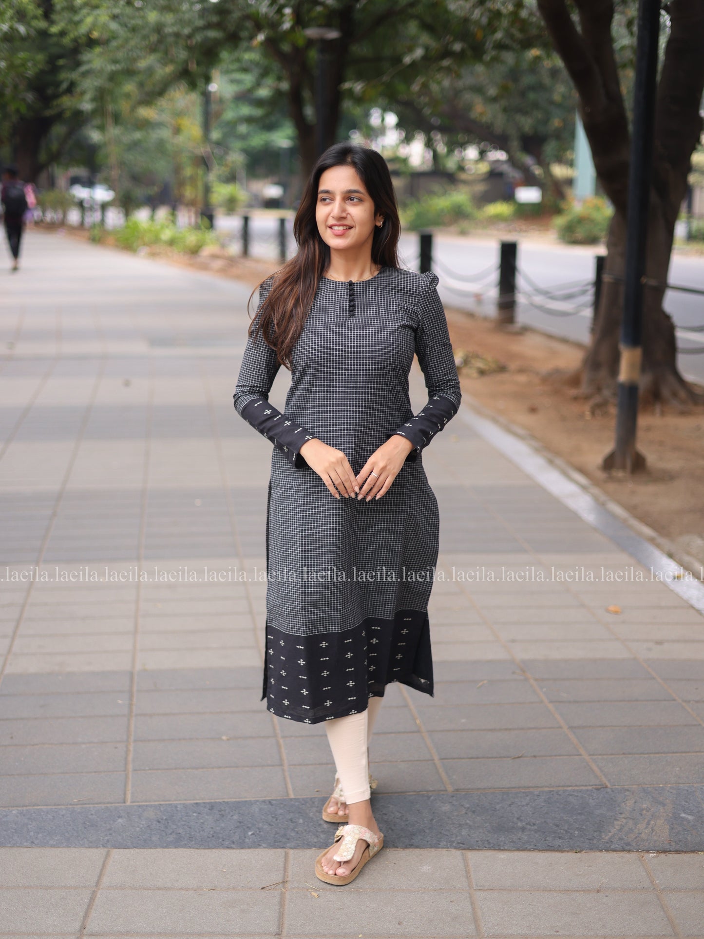 Studio Black Checked Full Sleeve Top