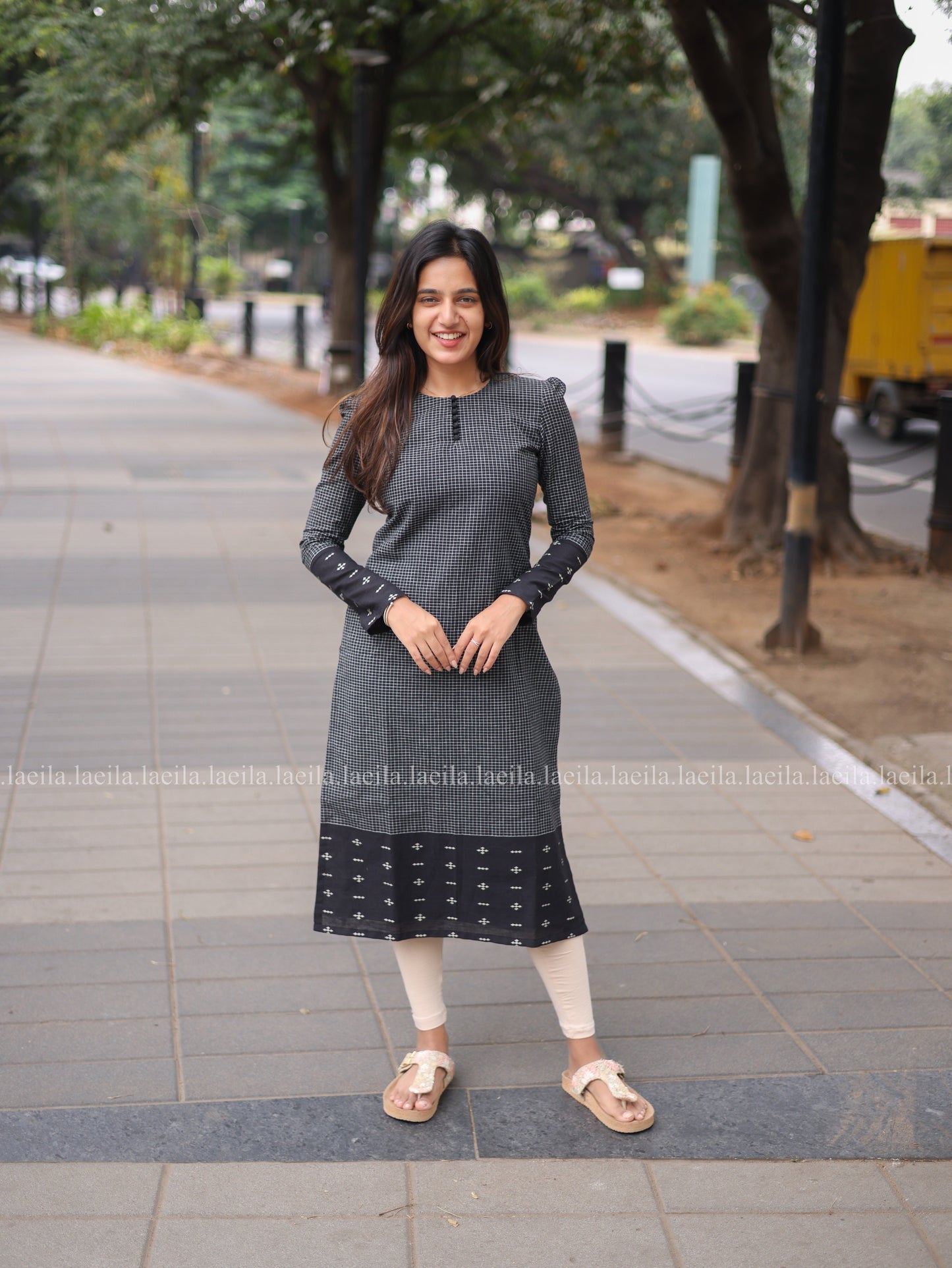 Studio Black Checked Full Sleeve Top