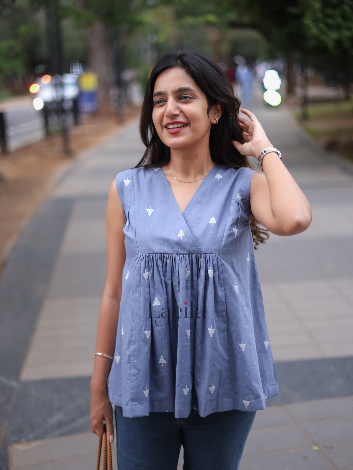 Studio Blue arrow A line denim top