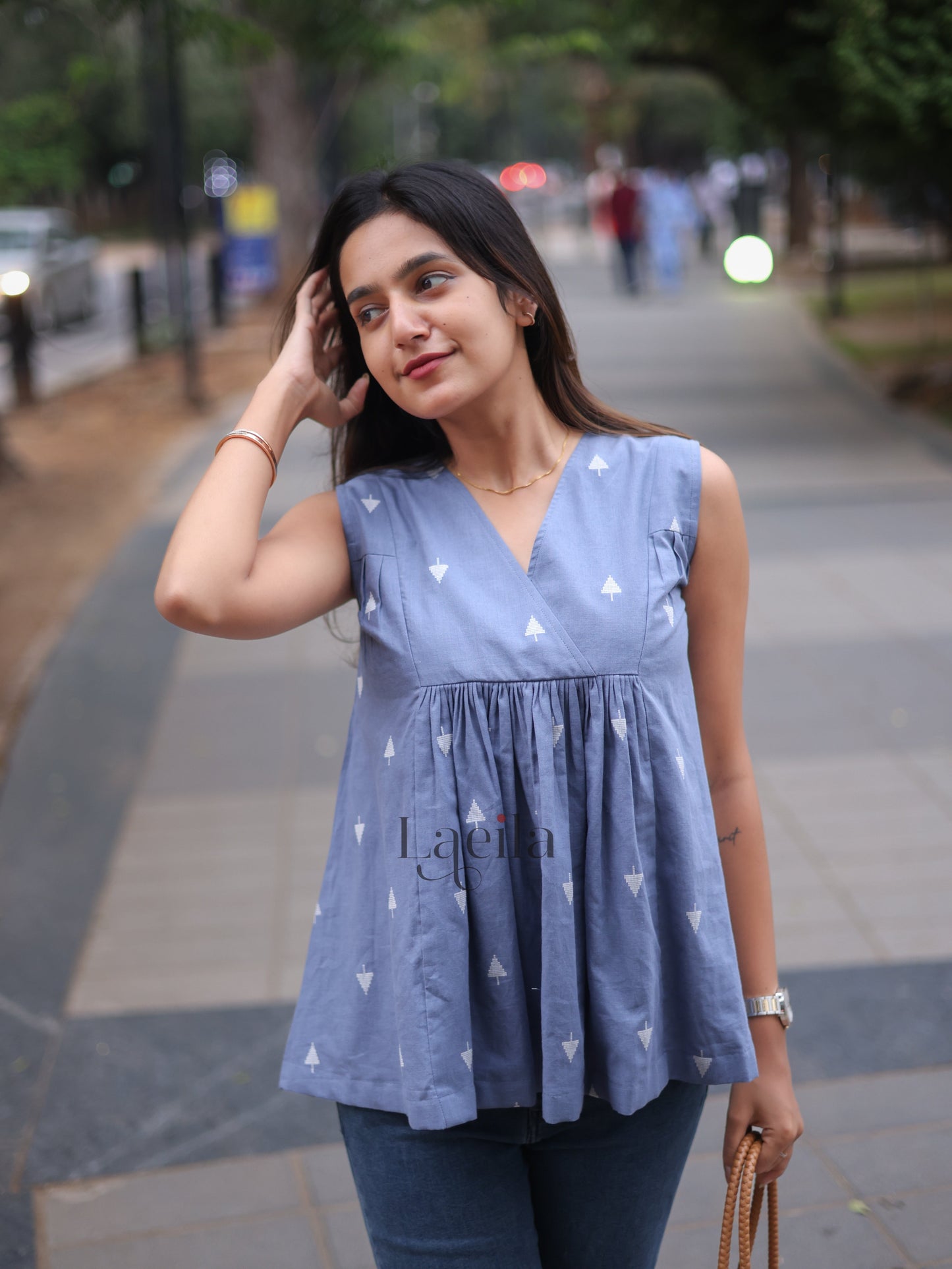 Studio Blue arrow A line denim top
