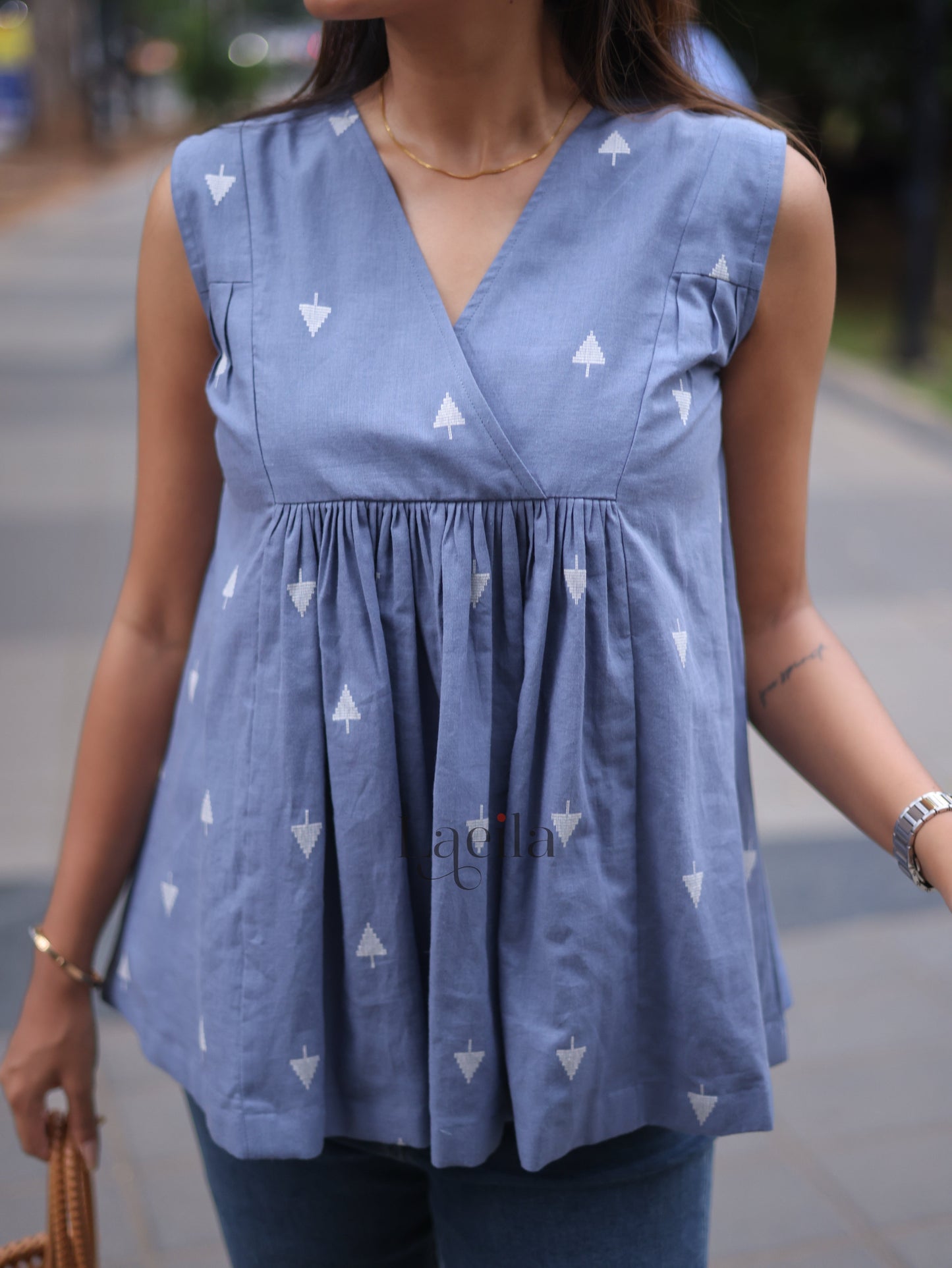Studio Blue arrow A line denim top