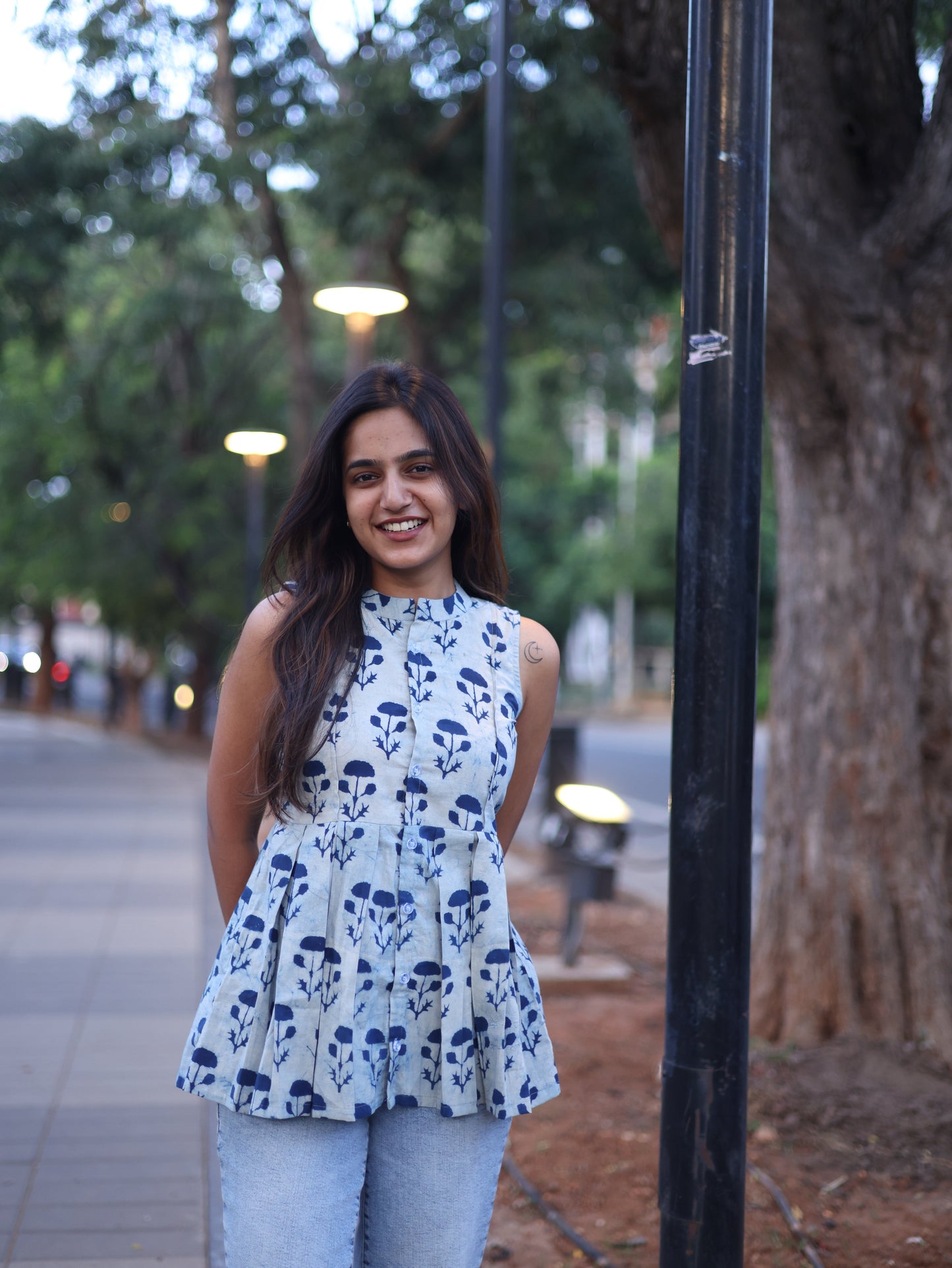 Studio Blue indico peplum top