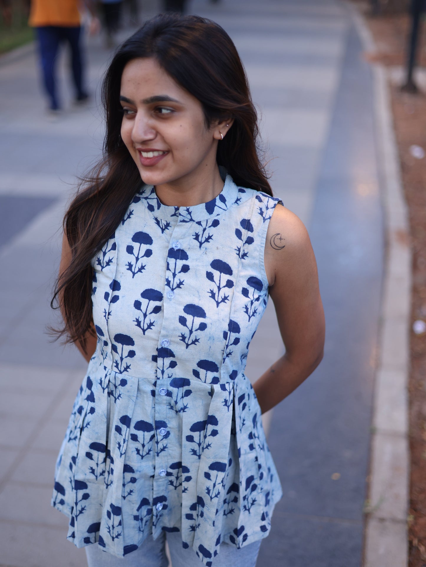 Studio Blue indico peplum top