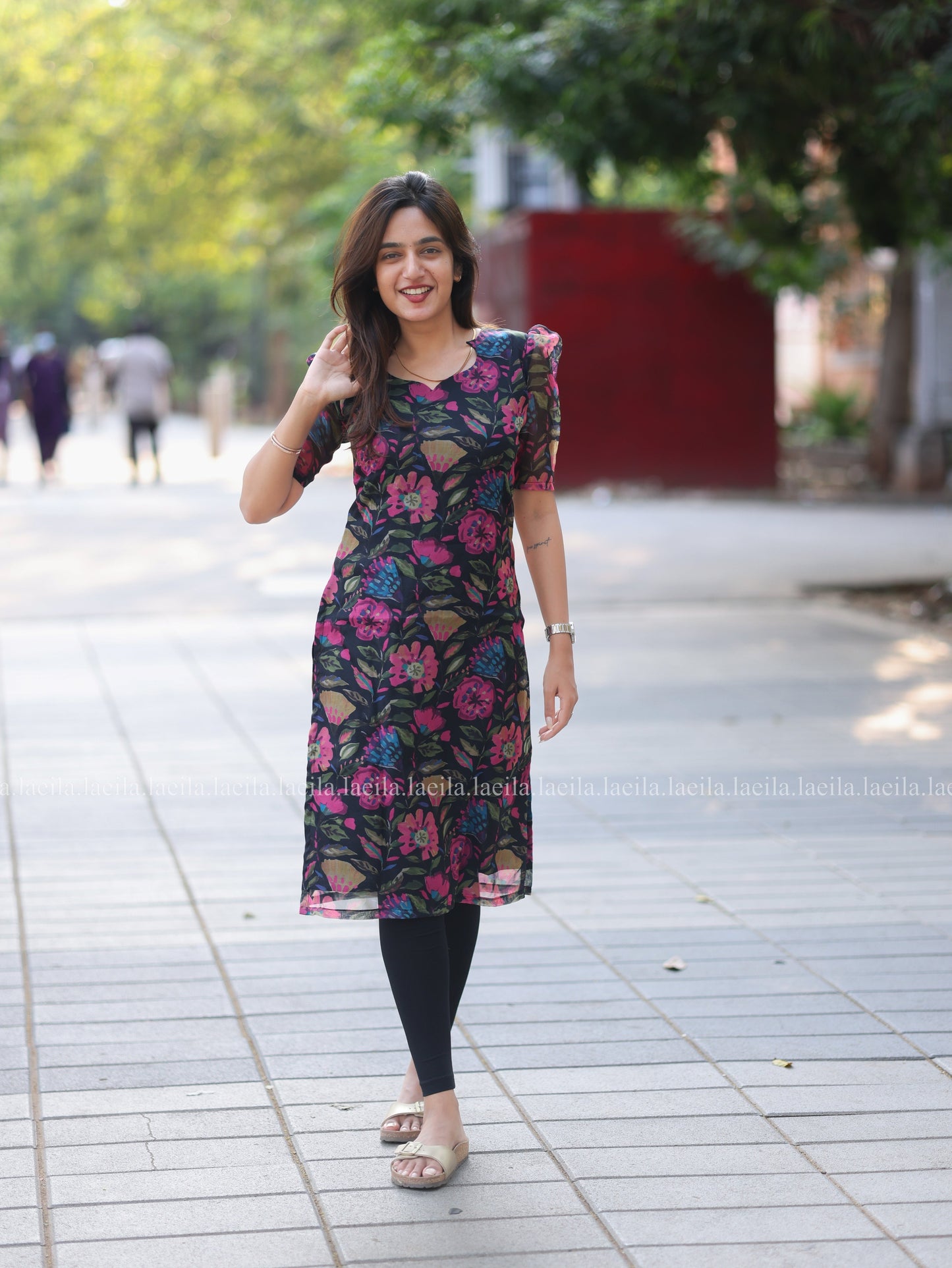 Studio Black Floral Organza Top