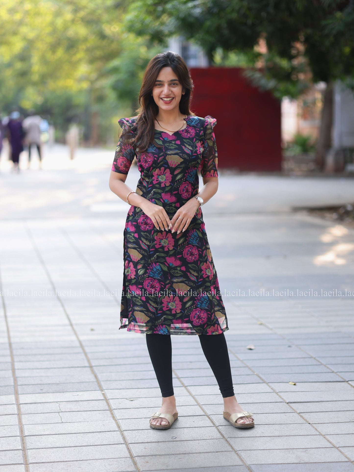 Studio Black Floral Organza Top