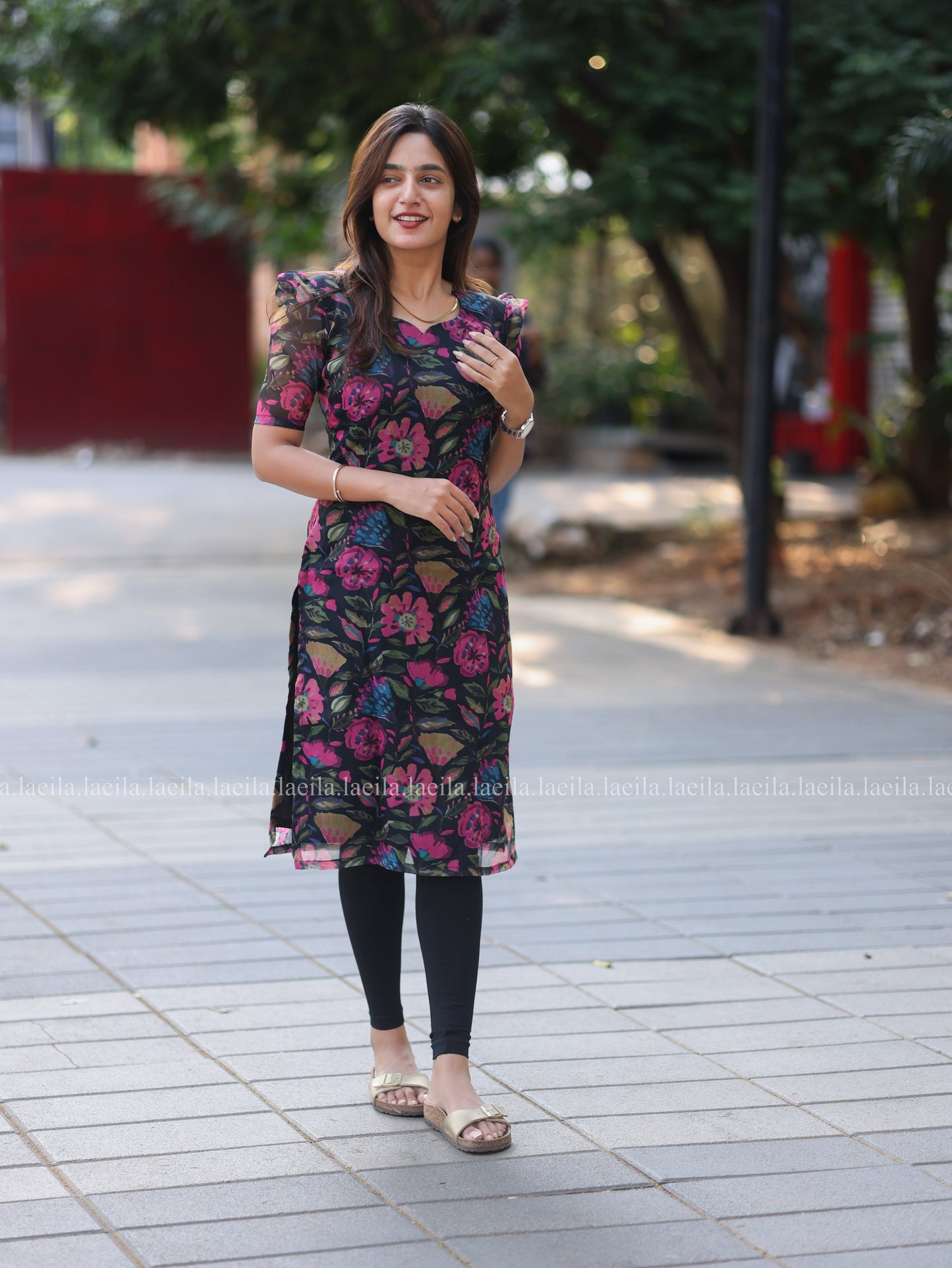 Studio Black Floral Organza Top